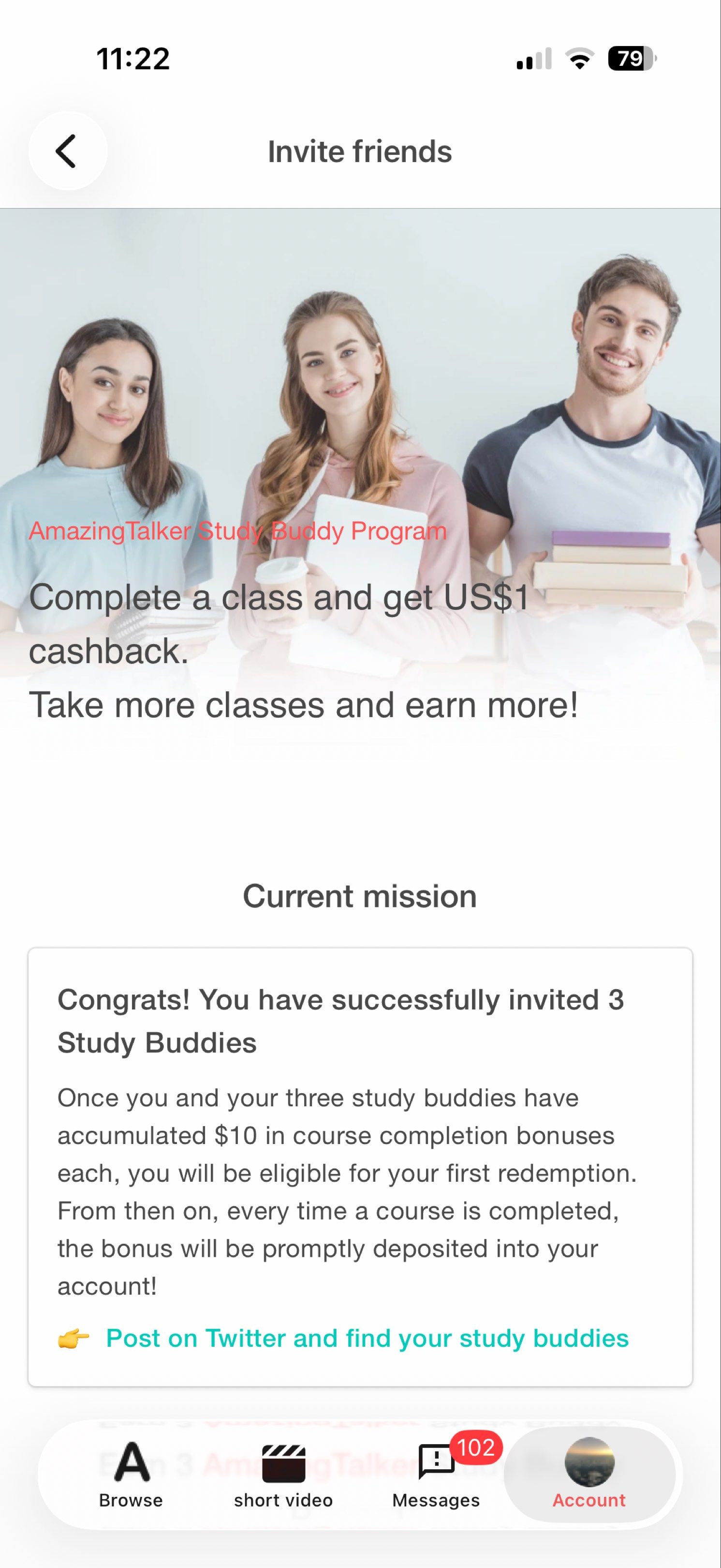 AmazingTalker Study Buddy Program （分類：徵收）位於 Hong Kong。 由 caca0980 提交（商品編號 1417244549，圖片 1）。簡介： 誠徵學伴，本人一星期會上2-3 堂 請pm 取學伴碼。