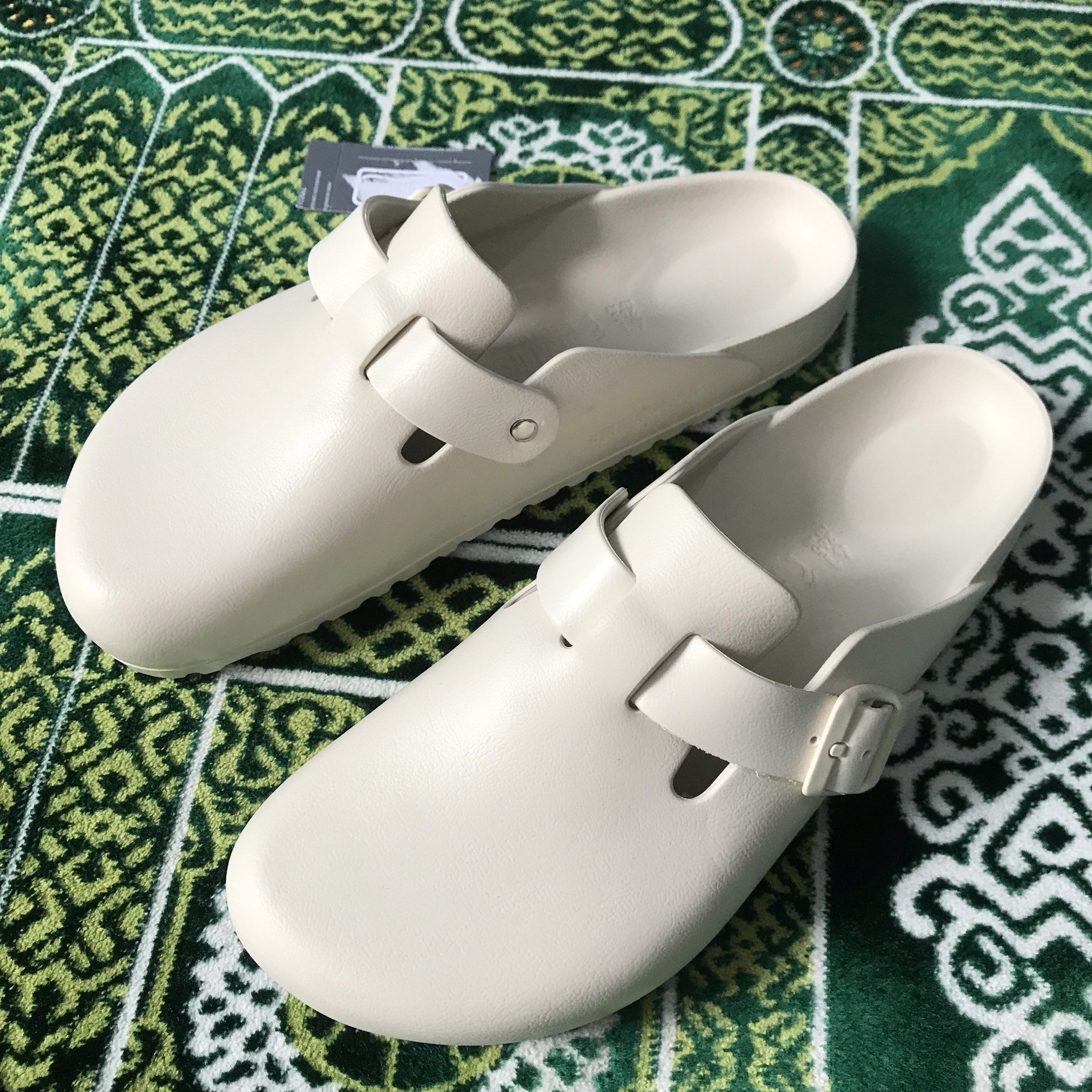 Birkenstock Boston Eva Bone white beige sandals slip on slide Size 