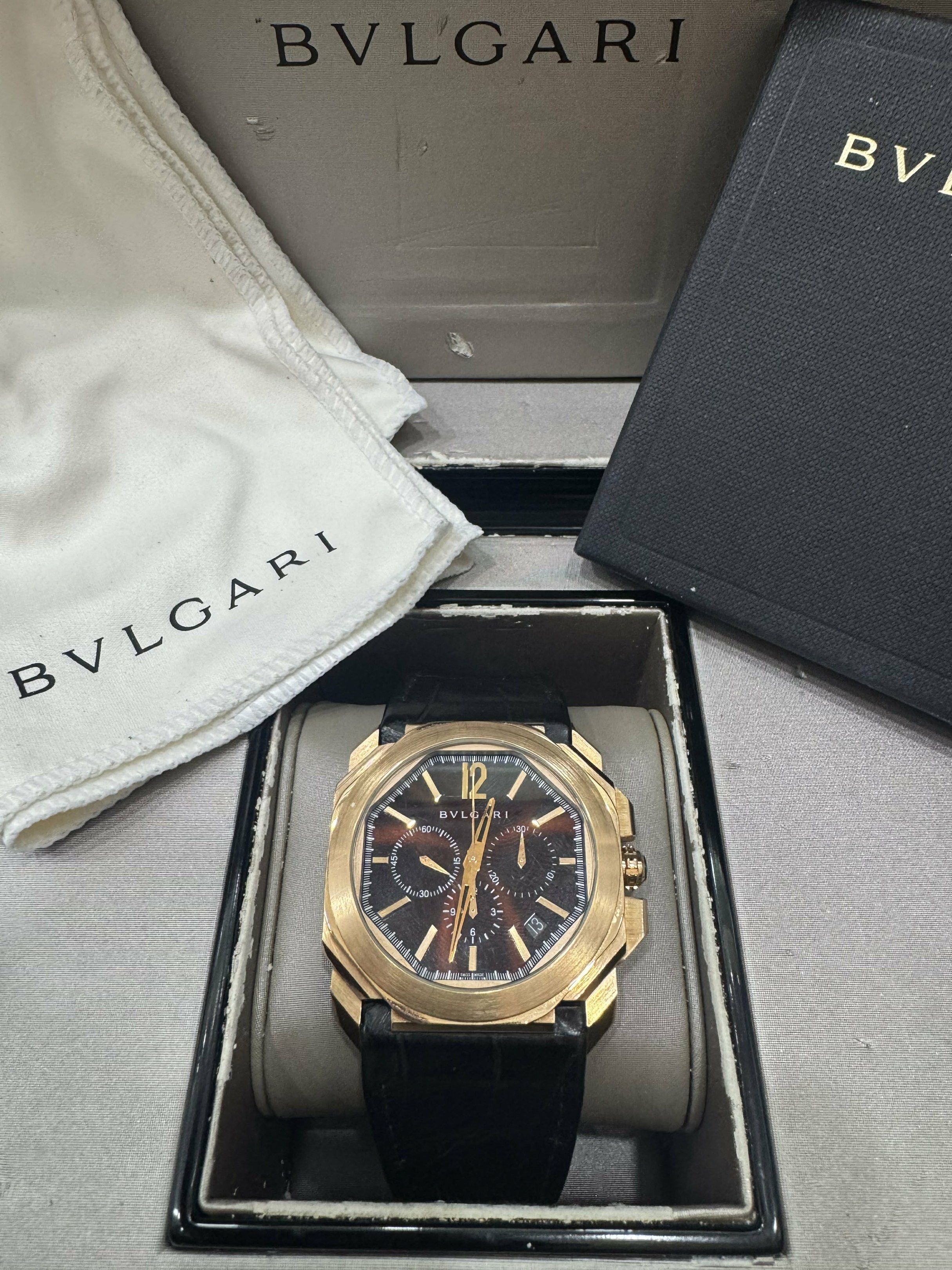 Bvlgari Octo Finissimo Chronograph Watch (Category: Men's Watches) located in Manila. Submitted by marlboxspace (Listing ID 1417230678, Image 1). Description: Authentic bvlgari octo velocissimo in gold Au750 Total of 159.2 grams real gold Complete papers and box Slightly negotiable Message me if you’re interested .