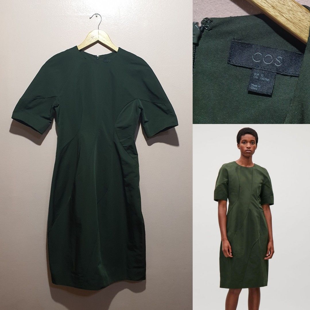 COS Green Midi Dress (Category: Dresses) located in Baguio. Submitted by dauntlessph (Listing ID 1417226231, Image 1). Description: - COS midi dress - Deep green color - Round neckline - Short sleeves - Fitted silhouette with A-line skirt - Back zipper closure - Smooth, woven fabric 📌LAST PRICE POSTED.
