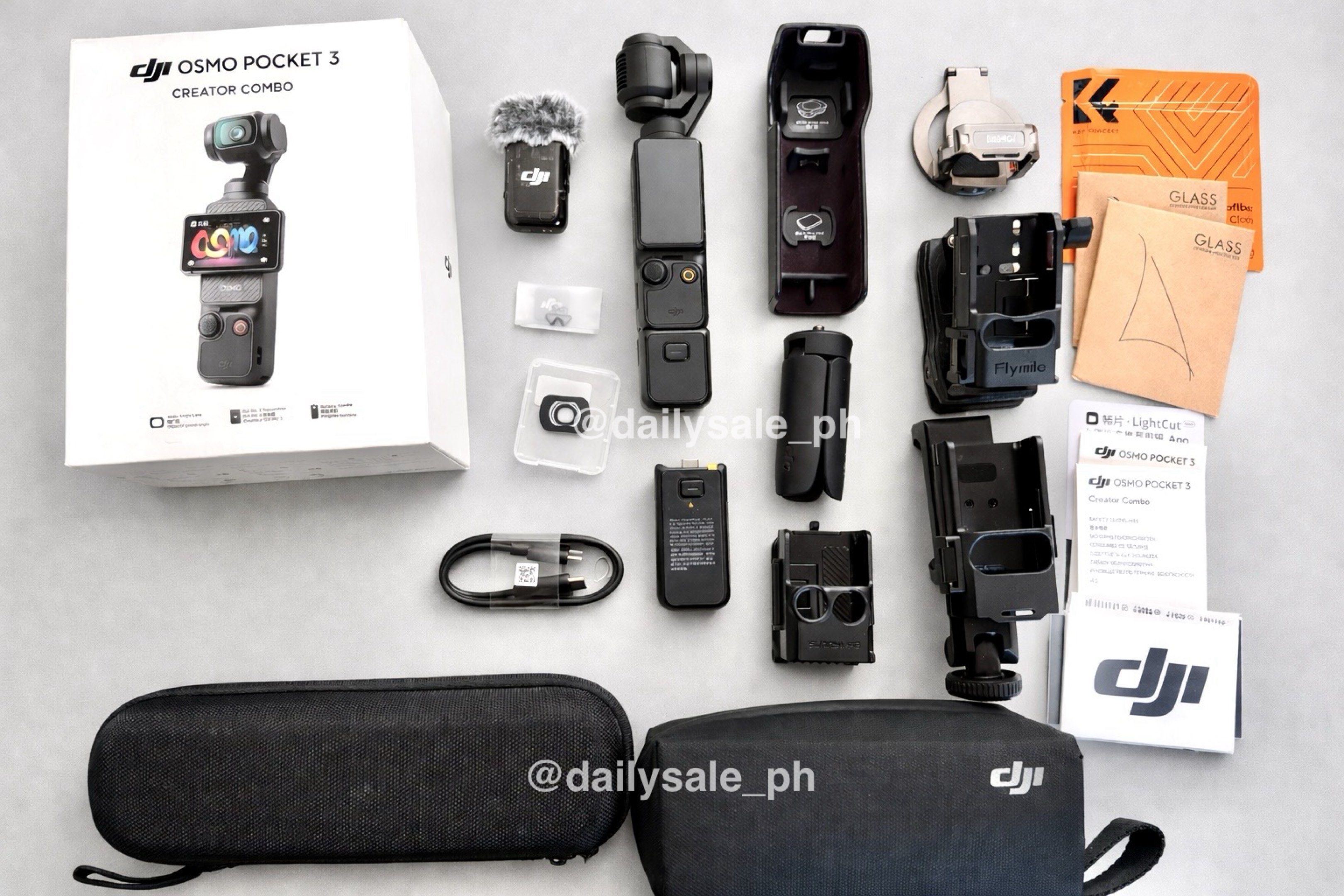 DJI Osmo Pocket 3 Creator Combo (with freebies!) (Category: Cameras) located in Makati City. Submitted by dailysale_ph (Listing ID 1417279559, Image 1). Description: DJI Osmo Pocket 3 Creator Combo Condition: • Excellent condition. • NO issues encountered, NO history of repairs Included Items: • Osmo Pocket 3 • Osmo Pocket 3 Protective Cover • DJI Mic 2 Transmitter • Osmo Pocket 3 Carrying Bag • Osmo Pocket 3 Handle with 1/4” Thread • Type-C to T