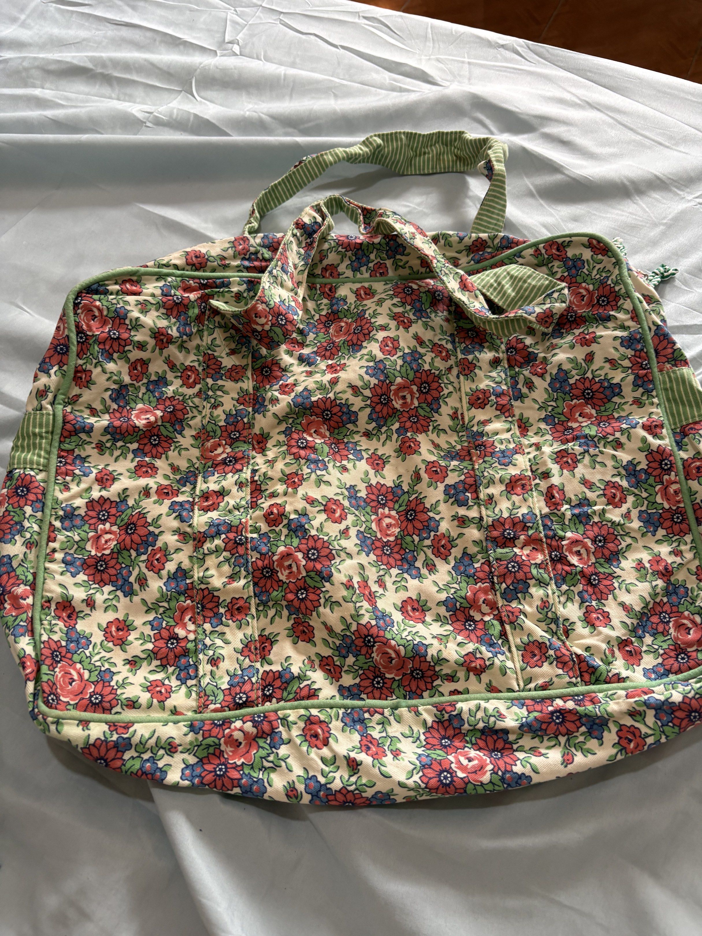 Esprit Floral Tote Bag lowered (Category: Tote Bags) located in Quezon City. Submitted by brandedthingsforless (Listing ID 1417293673, Image 2). Description: - Esprit tote bag with a cheerful floral design. - Green striped handles and trim. - Secure zipper closure. - Roomy interior. - Light floral print lining. - Great for carrying essentials..