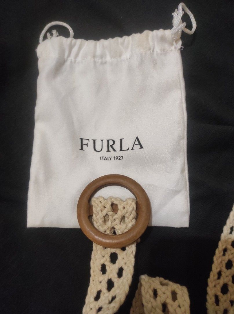 Furla Crochet Macrame Belt (Category: Belts) located in Cainta. Submitted by nicosagomaa (Listing ID 1417367000, Image 2). Description: Furla Crochet Macrame Belt excellent condition price: 699+sf payment first via gcash color may vary due to lighting.