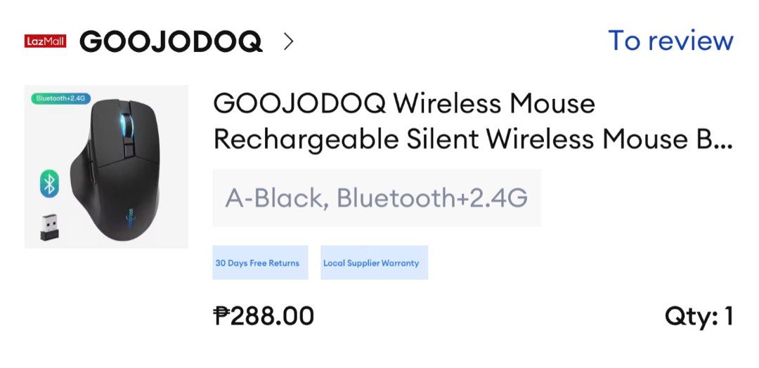 GOOJODOQ Wireless Mouse M09 (Category: Mouse & Mousepads) located in Quezon City. Submitted by bubugom (Listing ID 1417287205, Image 3). Description: - GOOJODOQ M09 Wireless Mouse - Rechargeable, matagal malowbat - Can connect thru 2.4G or bluetooth - Charging cord included na - LOC: Brgy. Pasong Tamo, QC - MOD: Gr4b, lal4move, JNT - MOP:GCASH, BPI, GoTyme, NO COD & ABONO.