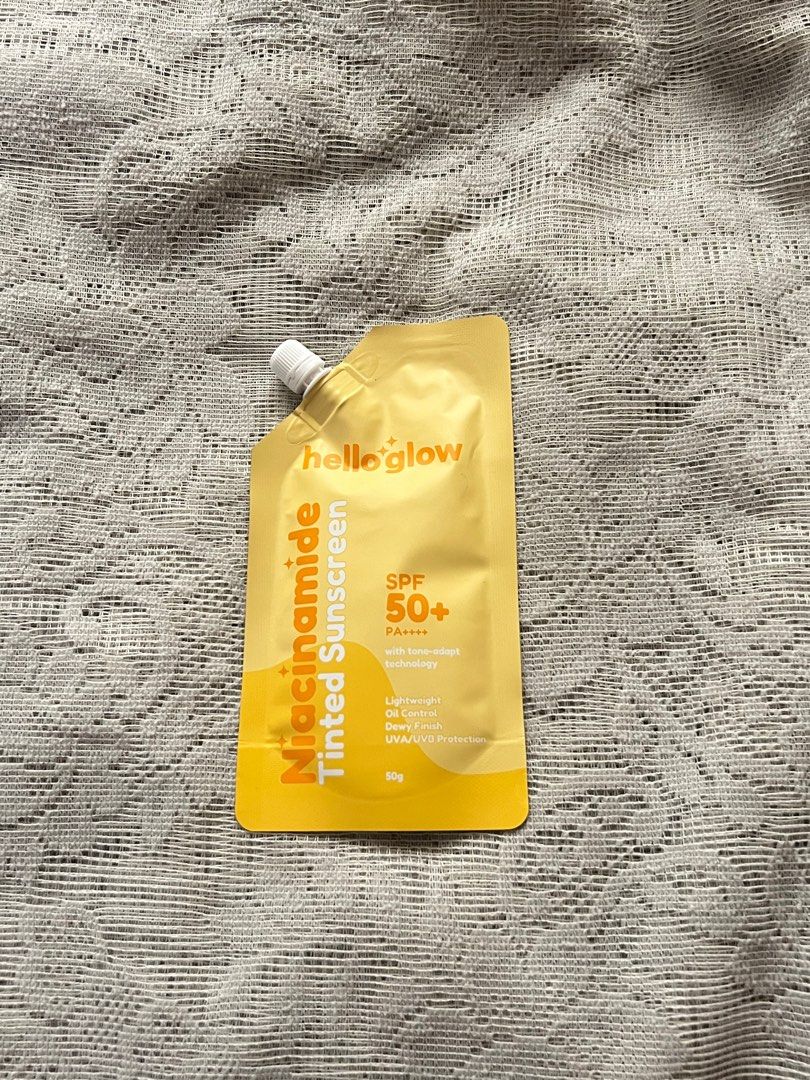 Hello Glow Niacinamide Tinted Sunscreen (Category: Face Care) located in Angeles City. Submitted by papillonpapi (Listing ID 1417231071, Image 1). Description: NEW PAMPANGA Shipping jnt or meetup dunkin.