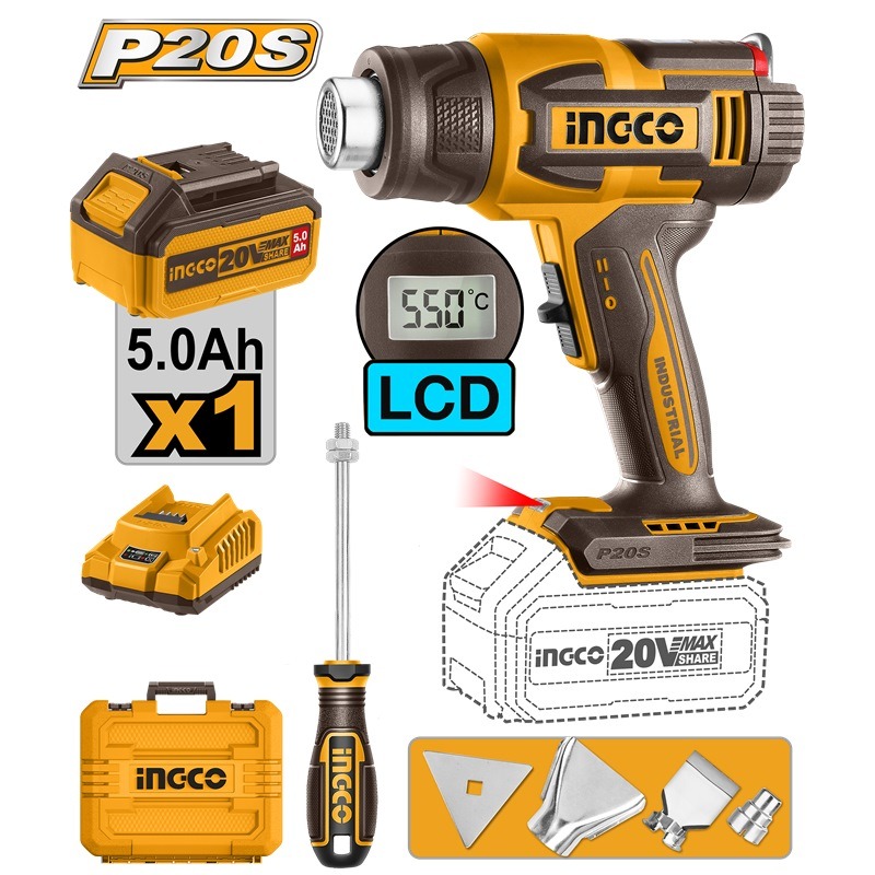 INGCO 20V LI-ION HEAT GUN | LCD DISPLAY | HGLI20035 HGLI2003, Furniture ...