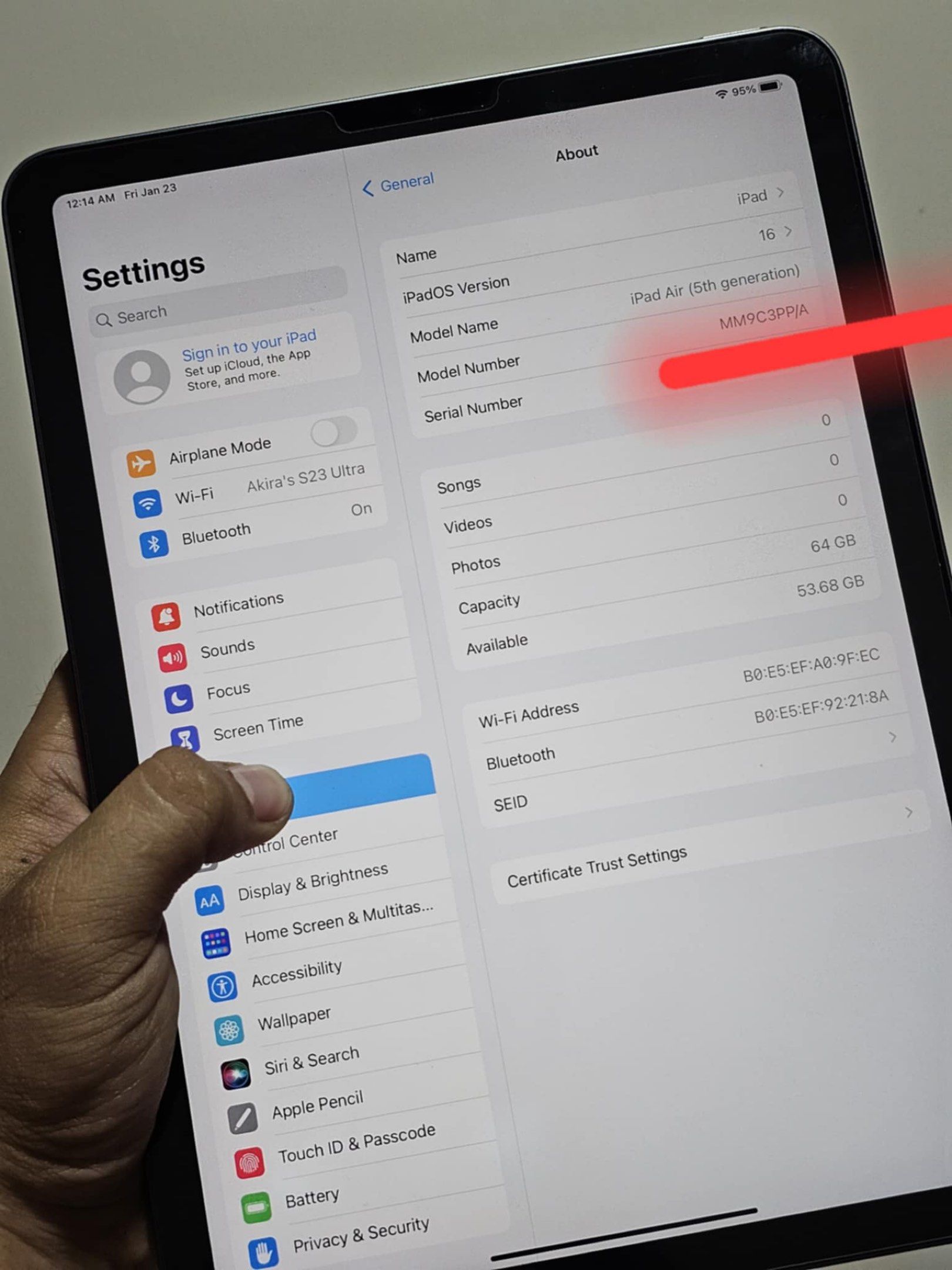 Ipad Air (Category: iPad) located in Manila. Submitted by wiseriver-0fb4e1 (Listing ID 1417255602, Image 2). Description: FOR SALE ONLY: iPad Air M1 ( 5th Generation Space gray color MY PRICE: ₱2*** iPad Air M1 2022 5th Generation ✅️ Wifi only. ✅️ M1 Chip ✅️ 64gb Storage ✅️ Space gray ✅️ 11 inch Inclusions: Unit itself Free tempered glass screen protector No charger 3 days replacement and 1 week service warranty. NO warranty LCD or Touchscreen 🚫