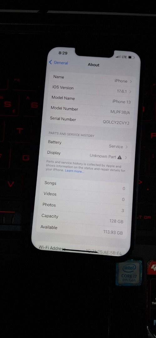 Iphone 13 Midnight 128gb (Category: iPhone 13 Series) located in Makati City. Submitted by moramiracle.032198 (Listing ID 1417253717, Image 3). Description: Iphone 13 Midnight 128gb Factory Unlock anysim pwede 79% Battery Health All buttons gumagana Sobrang linaw ng cam Replaced lcd display pero gumagana pa rin face id Walang true tone Makinis kinis pa Unit case and cord na kasama Meet up only! Makati Ave Mcdo Sta Ana Pedro Gil Mcdo Add 150 sa ma