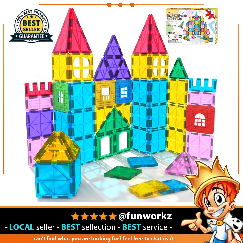 Jasonwell Magnetic Tiles Kids Toys Magnetic Blocks Building Sets 60pcs ...