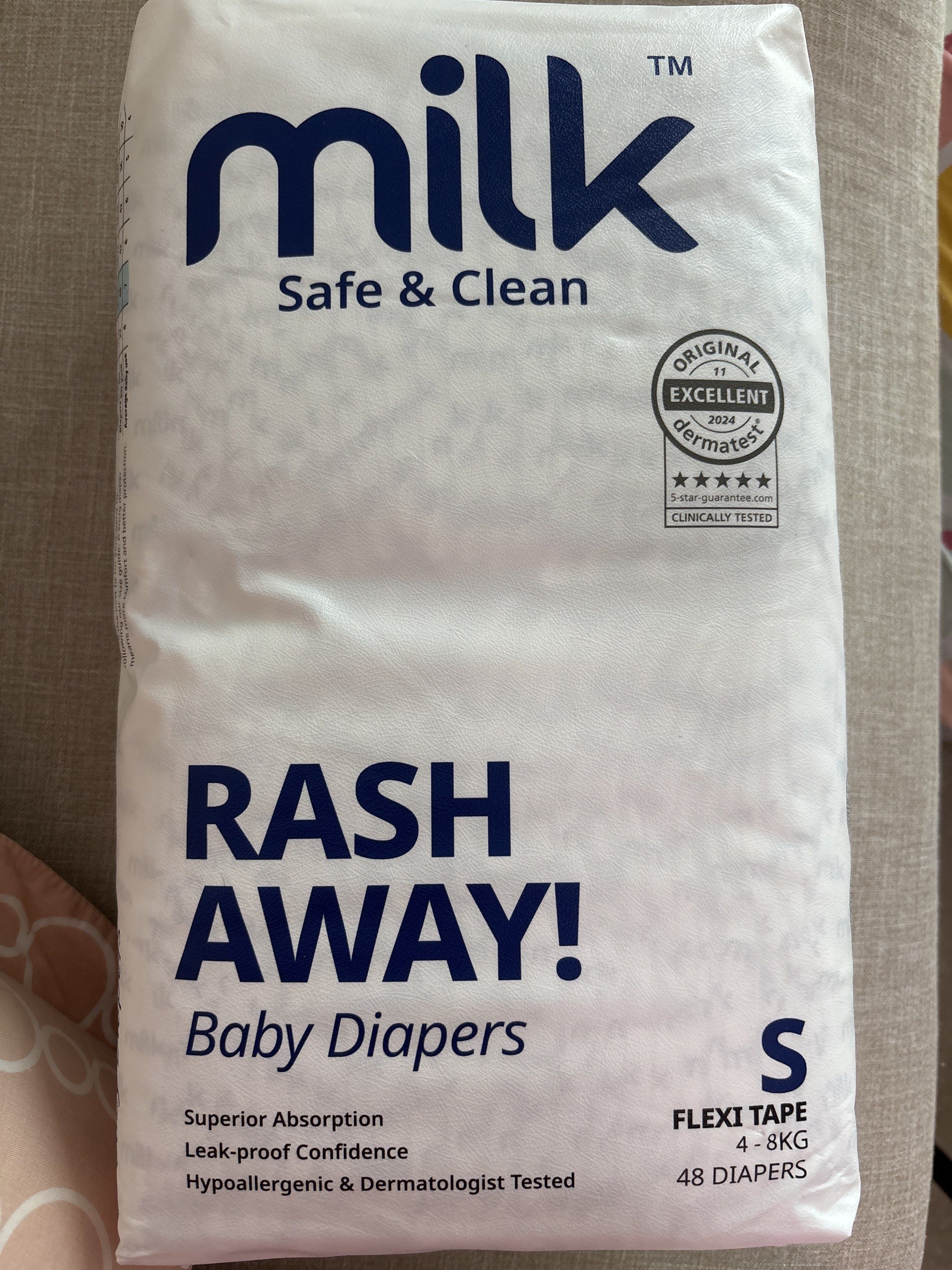 Milk Rash Away! Baby Diapers - Size S (taken 2 diaper now 46 remaining ...