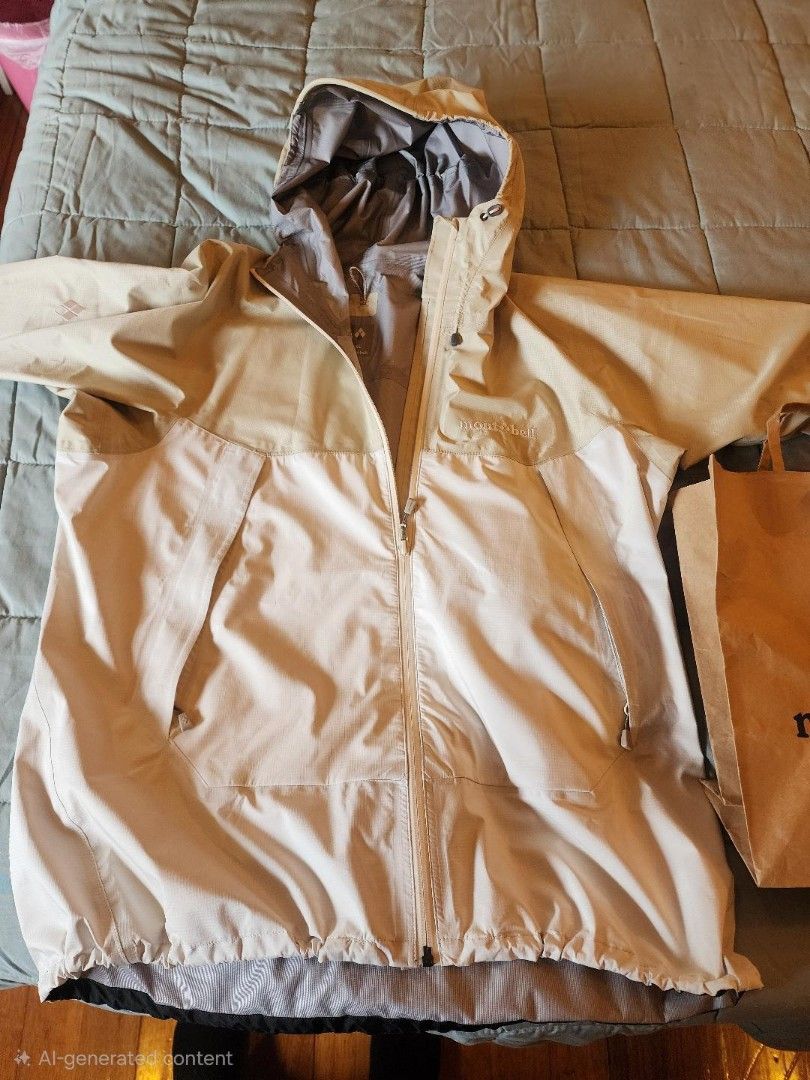 Mont-Bell Jacket (Category: Coats, Jackets and Outerwear) located in Pasay City. Submitted by 22spc (Listing ID 1417315084, Image 2). Description: - Beige and white jacket - Hooded design - Full-length zipper - Two front pockets - Black chest pocket - Includes Mont-Bell paper bag brande new 7990 SRP.