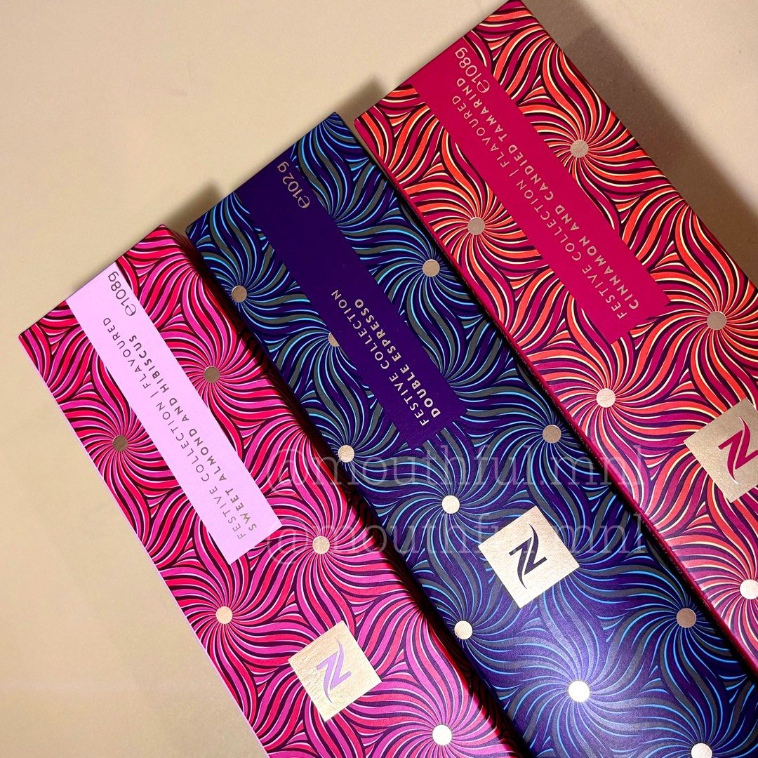 Nespresso Vertuo Festive Collection Coffee Capsules (Category: Coffee Machines & Makers) located in Rizal. Submitted by ichbingenisse (Listing ID 1417294022, Image 2). Description: - Nespresso Vertuo Festive Collection coffee capsules - Flavors: - Sweet Almond and Hibiscus - Festive Collection Double Espresso - Cinnamon and Candied Tamarind - Each box contains coffee capsules. - Milk recipes indicated on the box..