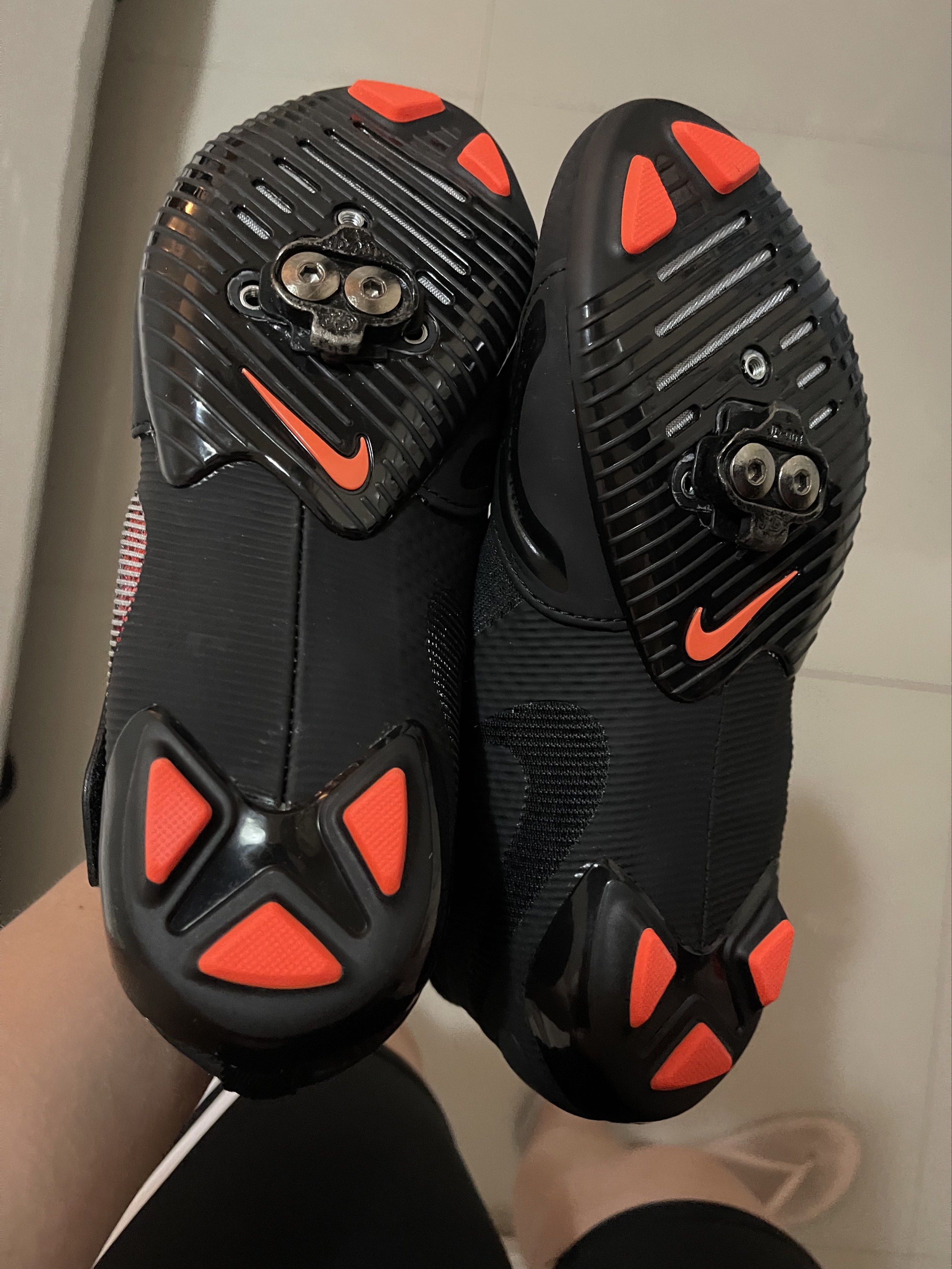 Nike SuperRep Cycle Shoes (Category: Sneakers) located in Mandaluyong City. Submitted by sel2026 (Listing ID 1417269833, Image 3). Description: - Nike SuperRep Cycle shoes - Stylish black and red design - Adjustable straps for a secure fit - Nike logo detail - Cleated soles for cycling - Designed for indoor cycling and spin classes - Size US 8.5 or EU 40 - RFS: got pregnant after purchase, was not allowed to cycle and feet got bigger; barely used