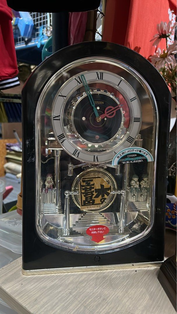 OPULENT DECOR TABLE CLOCK WITH HOURLY MELODY & ANIMATED ORNAMENT (Category: Clocks) located in Valenzuela. Submitted by gregferraren (Listing ID 1417329771, Image 3). Description: Imported citizen Animated up & down action mystic ornament Hourly melody Sure buyer may inquire charged real time delivery or shipping nationwide upon confirming order thru preferred metrobank/ bdo/ gotyme bank/ maya bank payment channels..