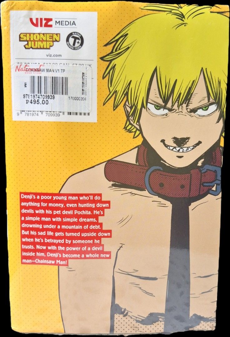 (PRELOVED MANGA) Chainsaw Man Volume 1 (Category: Comics & Manga) located in Cebu City. Submitted by maponus (Listing ID 1417327022, Image 2). Description: - ISSUES: Water-damaged (already dry don't worry) - PAGES ARE INTACT - OFFICIAL PUBLISHER!! NOT A REPRINT / XEROX COPY -RFS: destashing and decluttering - Shipping fee c/o BUYER! - Chainsaw Man Volume 1 manga - By Tatsuki Fujimoto - Features Denji's story - Published by VIZ Media - Original pr