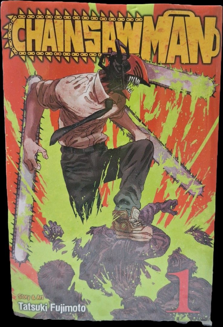(PRELOVED MANGA) Chainsaw Man Volume 1 (Category: Comics & Manga) located in Cebu City. Submitted by maponus (Listing ID 1417327022, Image 1). Description: - ISSUES: Water-damaged (already dry don't worry) - PAGES ARE INTACT - OFFICIAL PUBLISHER!! NOT A REPRINT / XEROX COPY -RFS: destashing and decluttering - Shipping fee c/o BUYER! - Chainsaw Man Volume 1 manga - By Tatsuki Fujimoto - Features Denji's story - Published by VIZ Media - Original pr