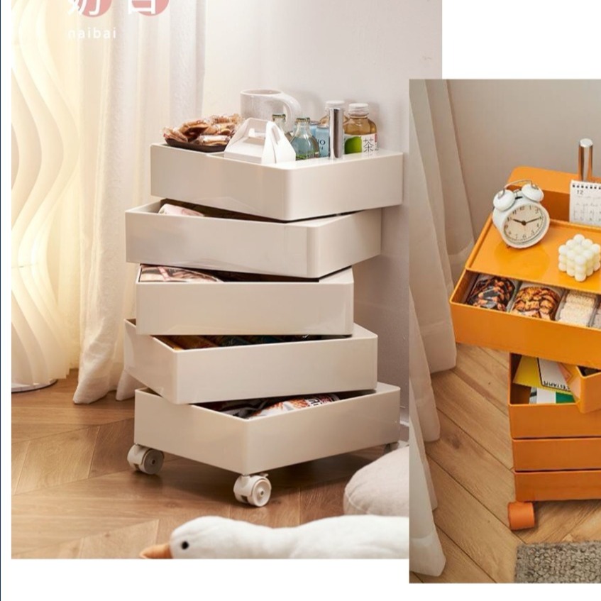 Ready Stock: ABS-5Tiers (Creamy-White) Portability 360 Rotating Drawer ...