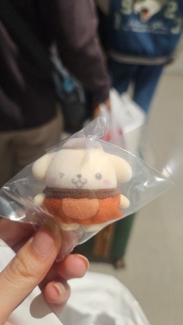 Sanrio Pochacco Pompompurin Bandai Sumikko Gurashi Flocked Blind Box Figure (Category: Designer & Blind Box Toys) located in Valenzuela. Submitted by itemsforless22 (Listing ID 1417321634, Image 2). Description: 350 EACH - Sealed Sumikko Gurashi flocked blind box figure - Features various Sumikko Gurashi characters - Includes two individual, sealed figures: - White bear with a brown sandwich - White cat with a green and yellow item.