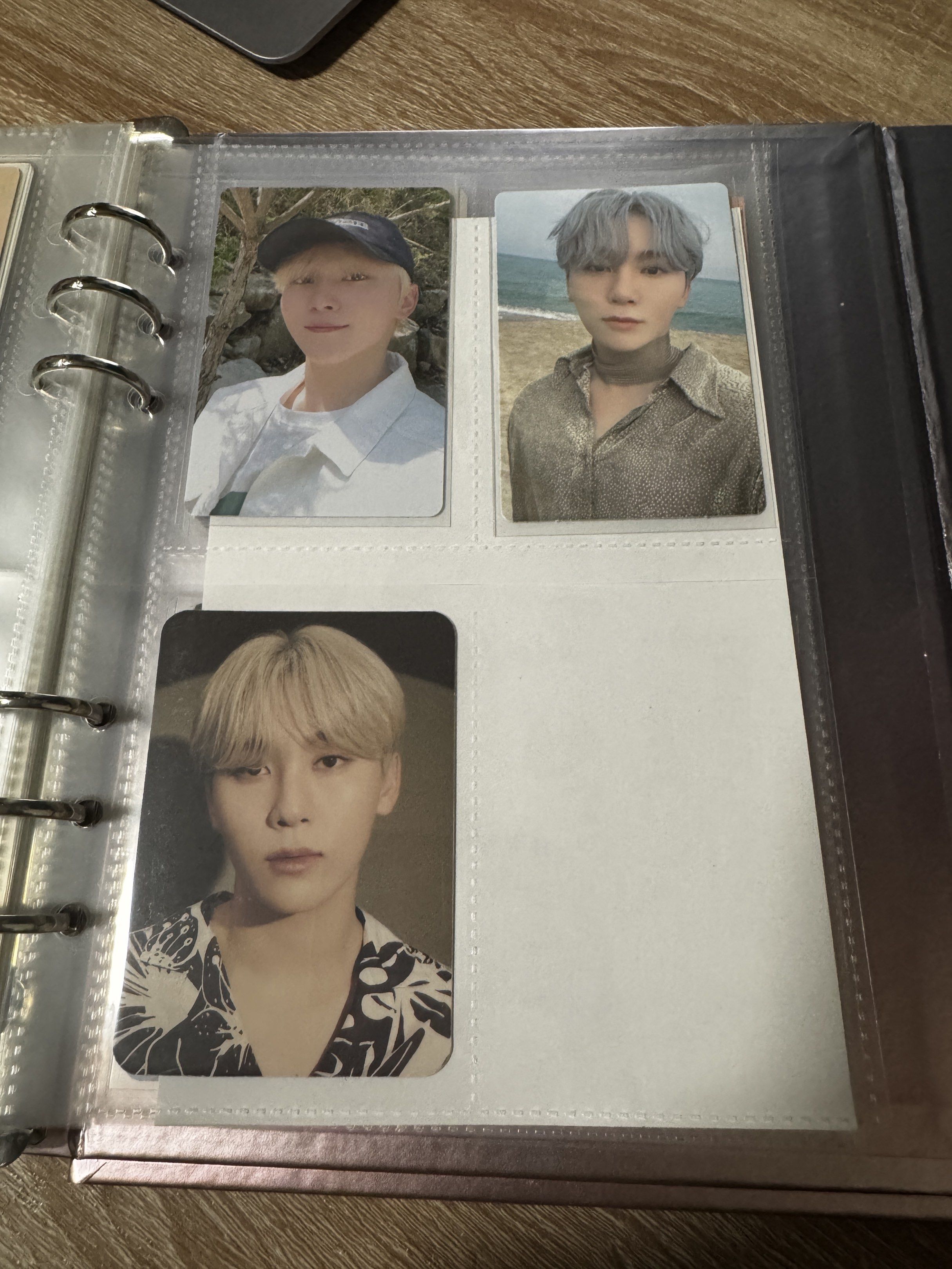 Seventeen Photocards (Category: K-Wave Merchandise) located in Las Pinas. Submitted by eullugh (Listing ID 1417343728, Image 2). Description: - Seventeen photocards collection - Features various members - Stored in a binder - Showcasing different poses and outfits - 350 for 2 photocards.