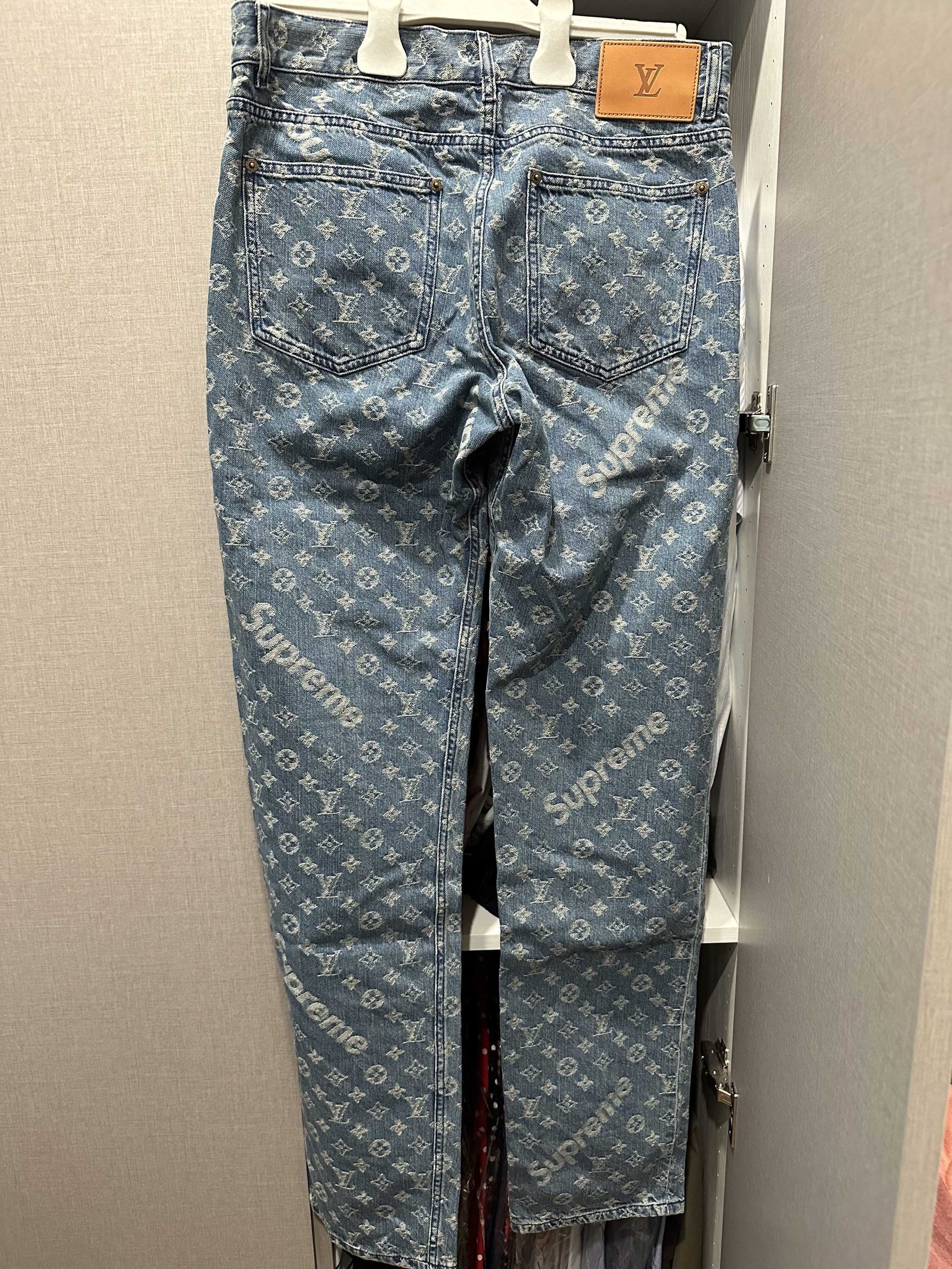 Supreme 17SS x Louis Vuitton LV denim jeans 丹寧褲牛仔褲, 他的時尚 