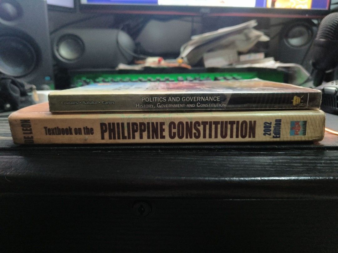 Textbook on the Philippine Constitution (Category: Textbooks) located in Manila. Submitted by fsaga (Listing ID 1417305731, Image 2). Description: 1) Philippine Constitution textbook by Hector S. De Leon 2002 Edition -Php 180 * Topics include: * Study of Political Science * Concept of State and Government * Government of the Philippines * Includes a contents page for easy reference. 2) Political and Governance ( history, government, constitution)