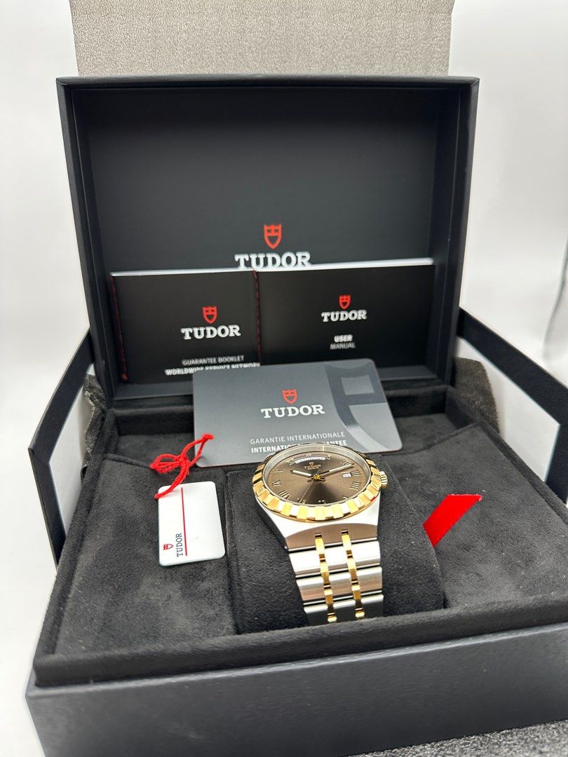 2024 Tudor Royal 41 S&G Steel and Gold Chocolate Dial Full Set 28603 (Category: Watches) located in Singapore. Submitted by boxandpapers (Listing ID 1417560268, Image 2). Description: Tudor Royal 41 S&G Reference 28603 Size 41mm Chocolate Dial 🎁 With Original Box & Warranty Card ✅ Dated 2024 January Full Set Lightly Used.