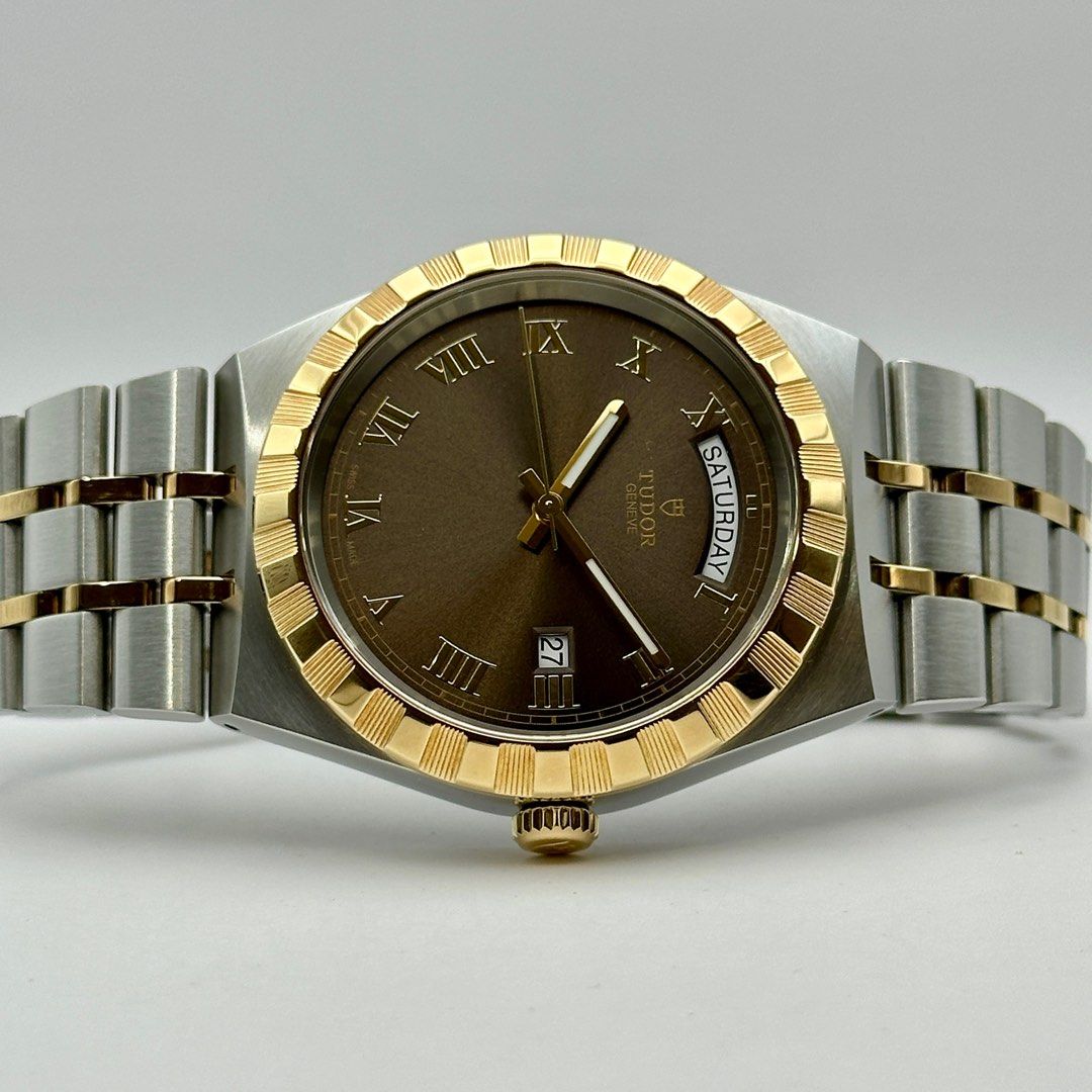2024 Tudor Royal 41 S&G Steel and Gold Chocolate Dial Full Set 28603 (Category: Watches) located in Singapore. Submitted by boxandpapers (Listing ID 1417560268, Image 1). Description: Tudor Royal 41 S&G Reference 28603 Size 41mm Chocolate Dial 🎁 With Original Box & Warranty Card ✅ Dated 2024 January Full Set Lightly Used.