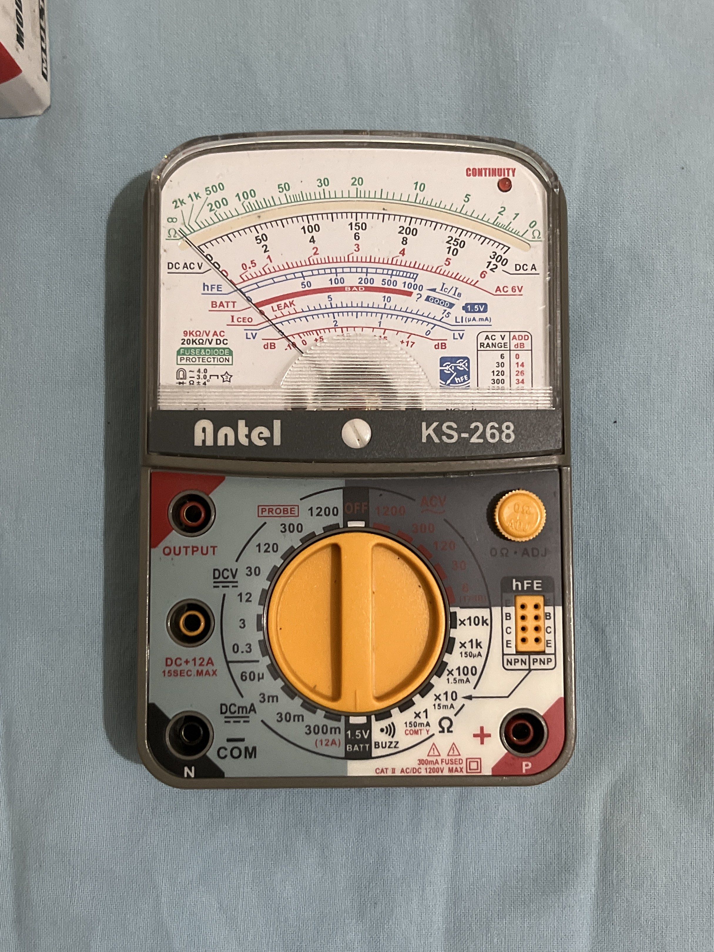 Antel Analog Multimeter (Category: Electrical, Adaptors & Sockets) located in Iloilo. Submitted by syrahmay08 (Listing ID 1417529365, Image 2). Description: - Antel Analog Multitester/ Multimeter - Everything in the photo is included - Not tested if working - comes with box and manual rfs: naka tambak lang loc: iloilo price + sf.