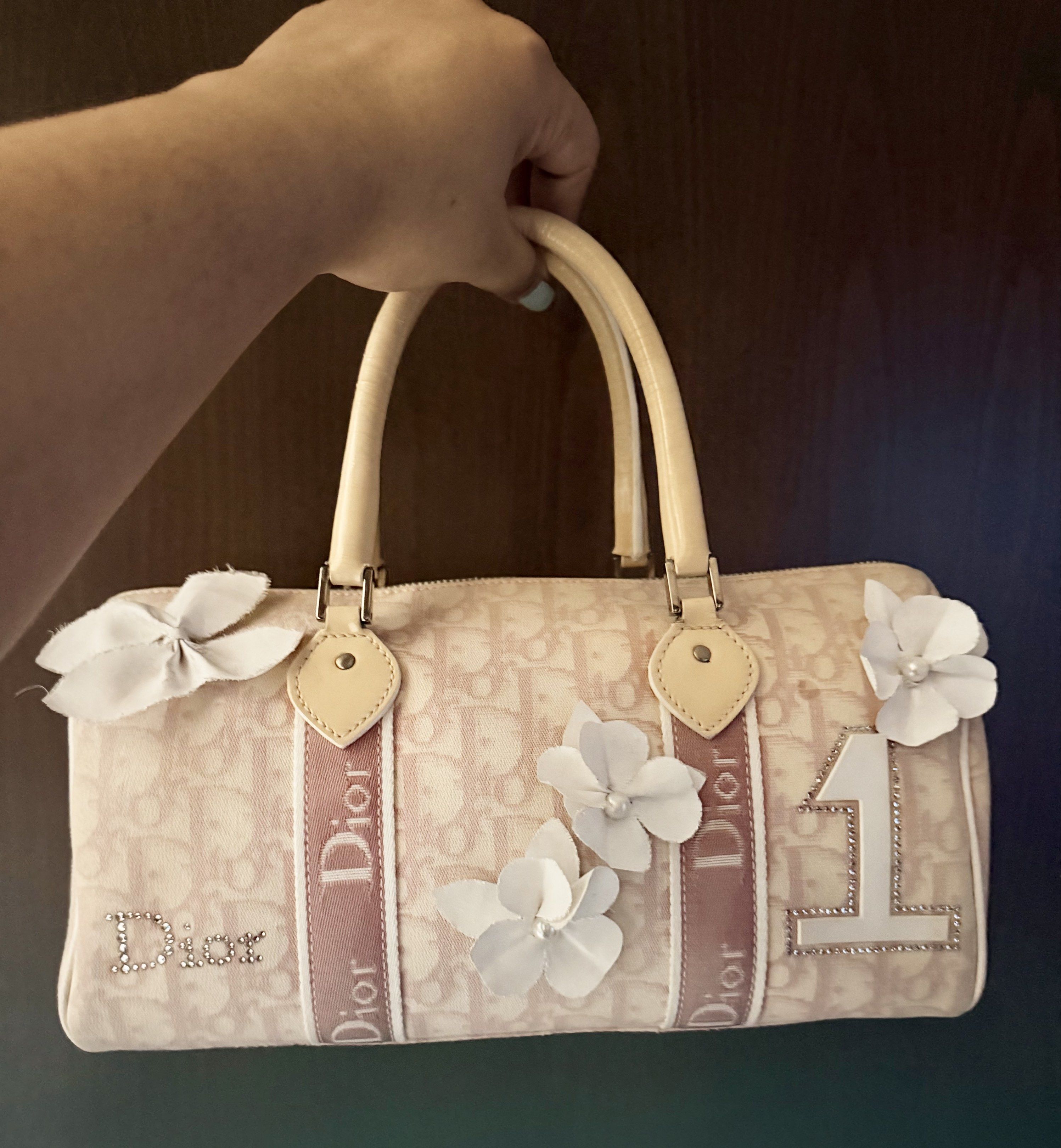 Authentic Christian Dior 2003 Trotter Mini Boston Flower Pink Bag (Category: Luxury Bags & Wallets) located in Rizal. Submitted by SummerPeaCloset (Listing ID 1417410151, Image 2). Description: Christian Dior 2003 Trotter Mini Boston Flower Pink Bag With non branded dustbag .