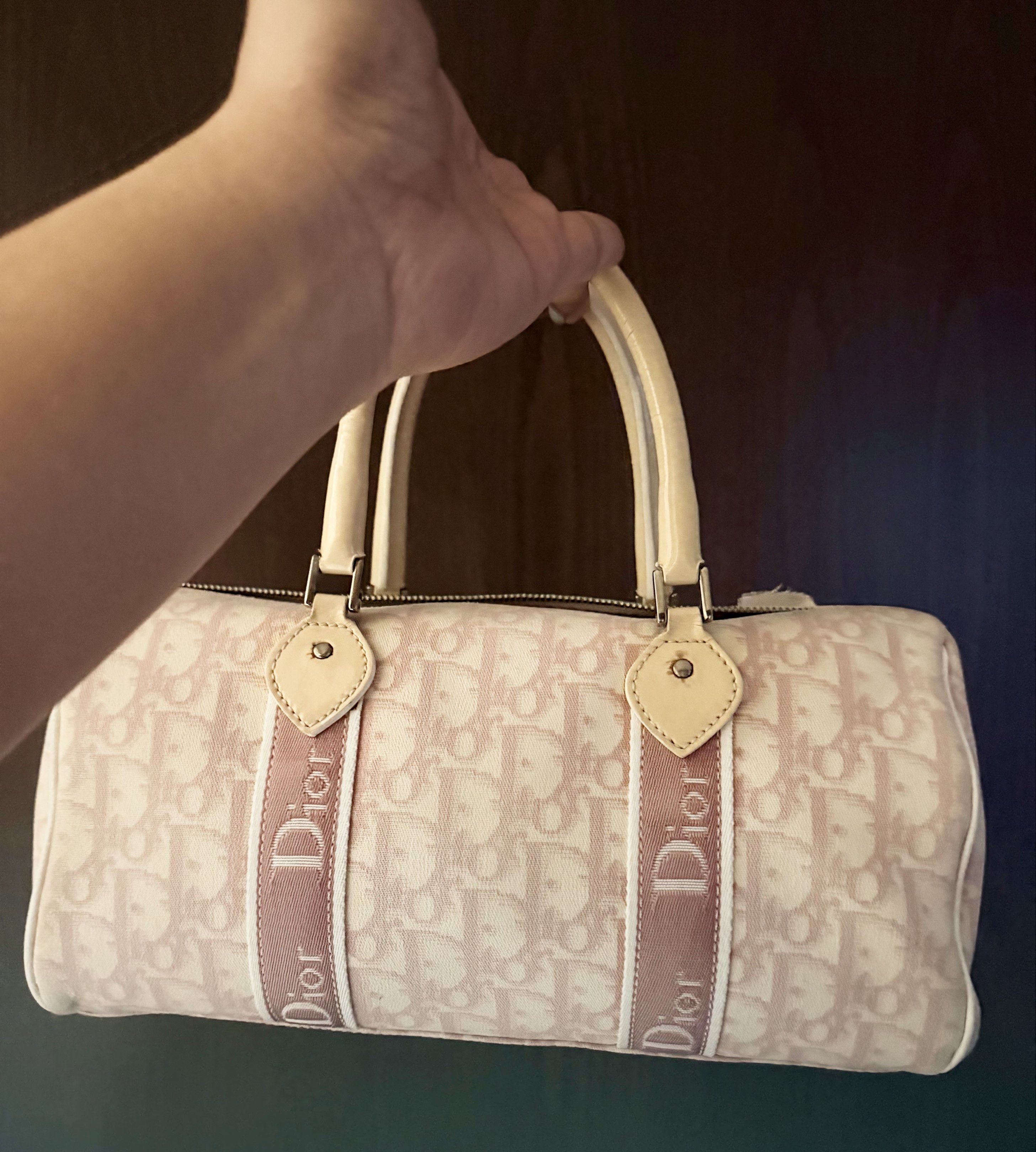 Authentic Christian Dior 2003 Trotter Mini Boston Flower Pink Bag (Category: Luxury Bags & Wallets) located in Rizal. Submitted by SummerPeaCloset (Listing ID 1417410151, Image 3). Description: Christian Dior 2003 Trotter Mini Boston Flower Pink Bag With non branded dustbag .
