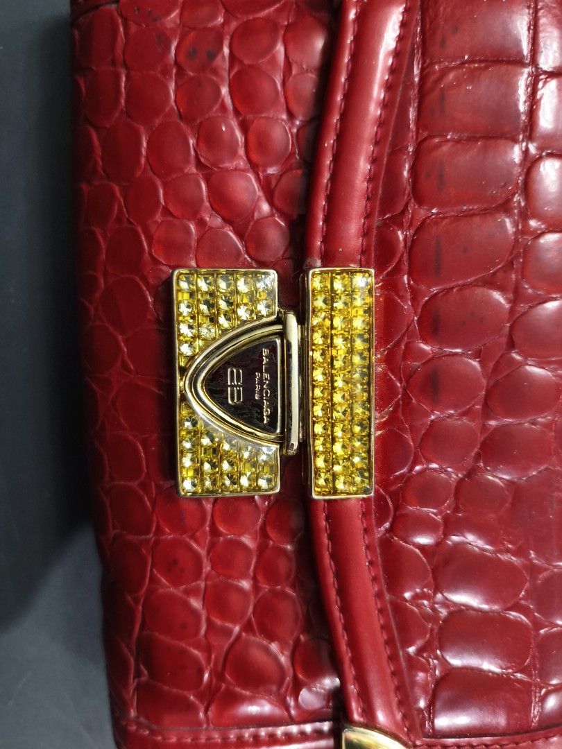 Balenciaga Red Wallet (Category: Luxury Bags & Wallets) located in Caloocan City. Submitted by bigboistuffs (Listing ID 1417416740, Image 2). Description: Red Balenciaga wallet with crocodile texture good like new 1500 only.