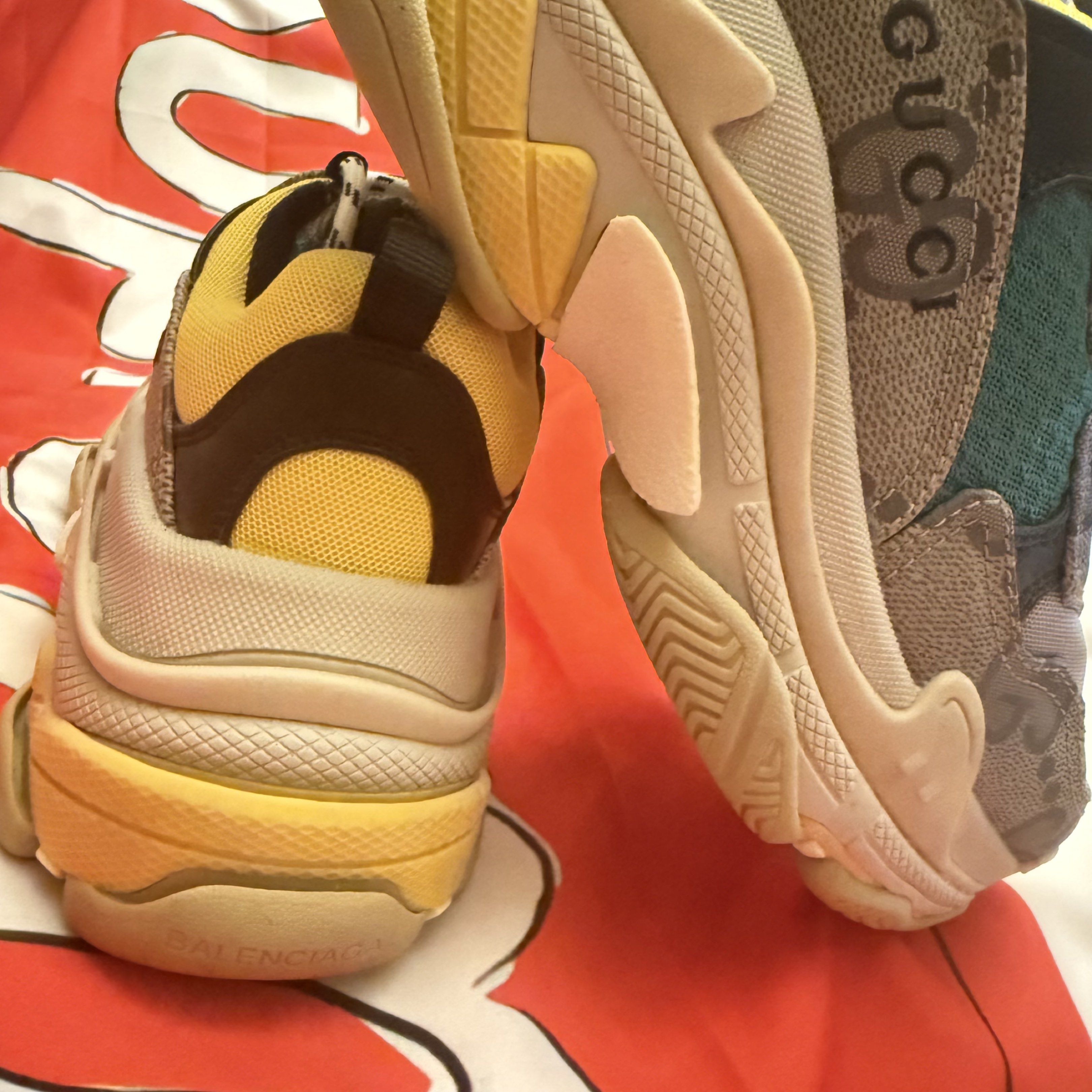 BB x GG Hacker Project Triple S Sneakers Size 35 (Category: Sneakers & Footwear) located in Paranaque City. Submitted by toastedmallows (Listing ID 1417589534, Image 3). Description: - Balenciaga Gucci Triple S sneakers - Size 35 - Multi-colored design - Features Gucci logo - Chunky sole - Lace-up closure Brandnew. No box. Ships via J&T MOP Gcash, Paymaya or BPI NO COD shoes may or may not have minimal dustmarks, these were display items from our