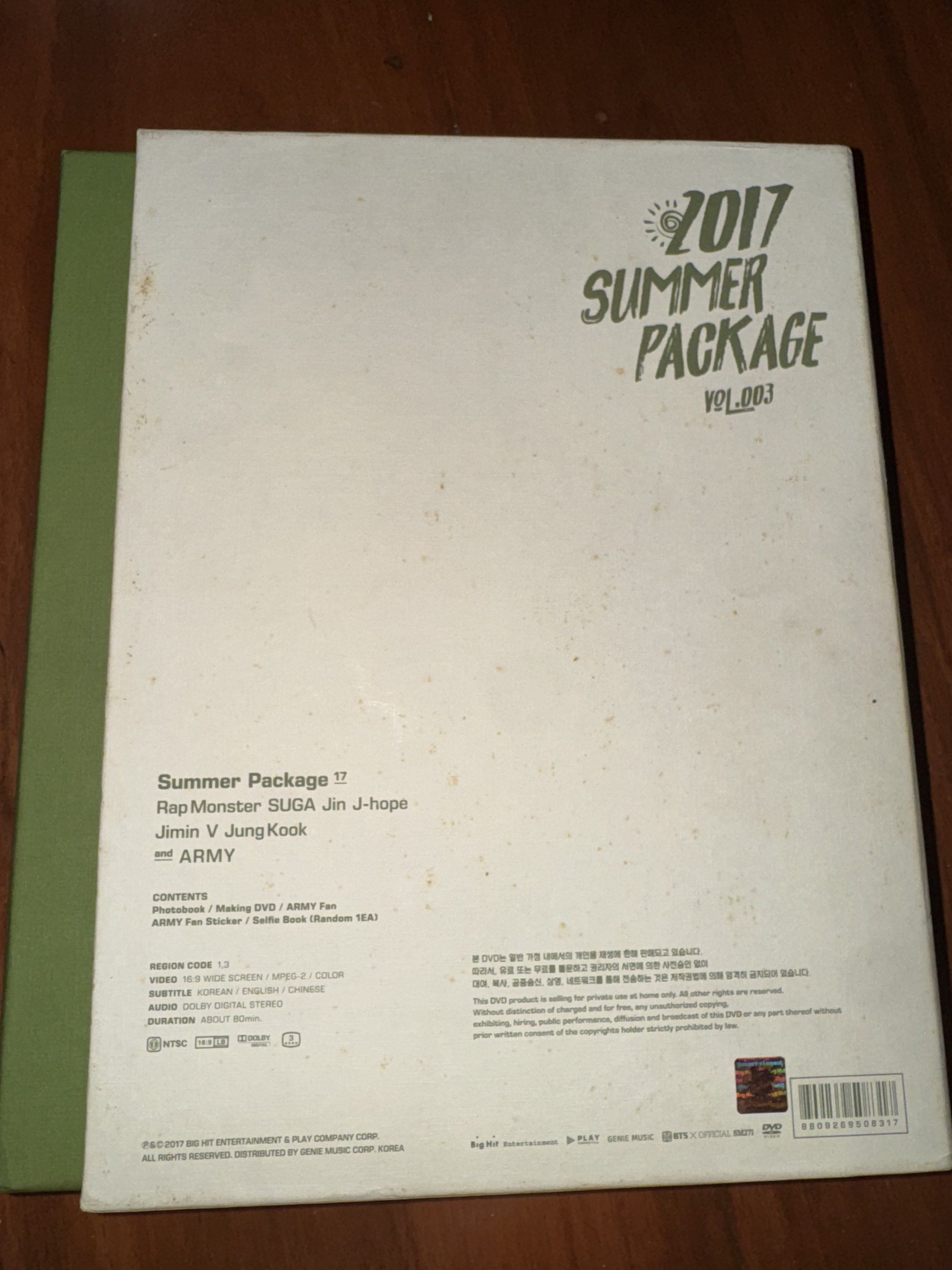 BTS 2017 Summer Package with Taehyung V Booklet (Category: K-Wave Merchandise) located in Makati City. Submitted by akth_ (Listing ID 1417510816, Image 3). Description: Complete inclusions. With some wear and discoloration on outbox..