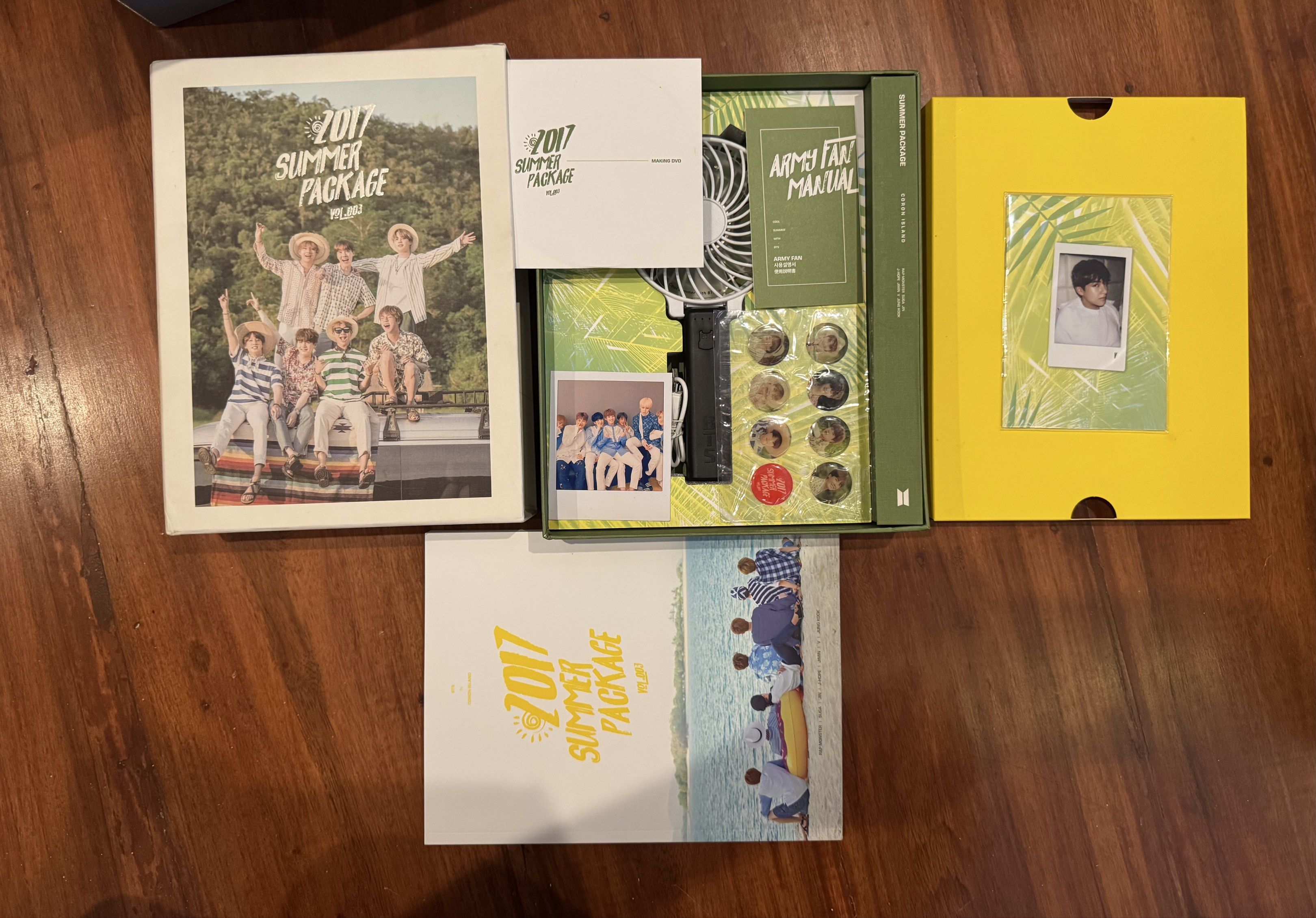 BTS 2017 Summer Package with Taehyung V Booklet (Category: K-Wave Merchandise) located in Makati City. Submitted by akth_ (Listing ID 1417510816, Image 1). Description: Complete inclusions. With some wear and discoloration on outbox..