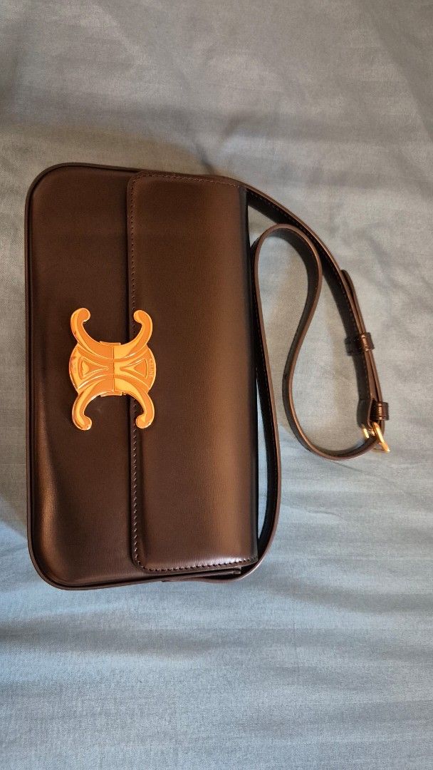 Celine Triomphe Shoulder Bag (Category: Luxury Bags & Wallets) located in Caloocan City. Submitted by everest27 (Listing ID 1417504113, Image 1). Description: - Celine Triomphe Shoulder Bag - inclusions: store bought (greenbelt) with receipt, paperbag, dustbag, cards - AB, gently used - slightly negotiable for sure buyer - RFS: decluttering, too many bags.