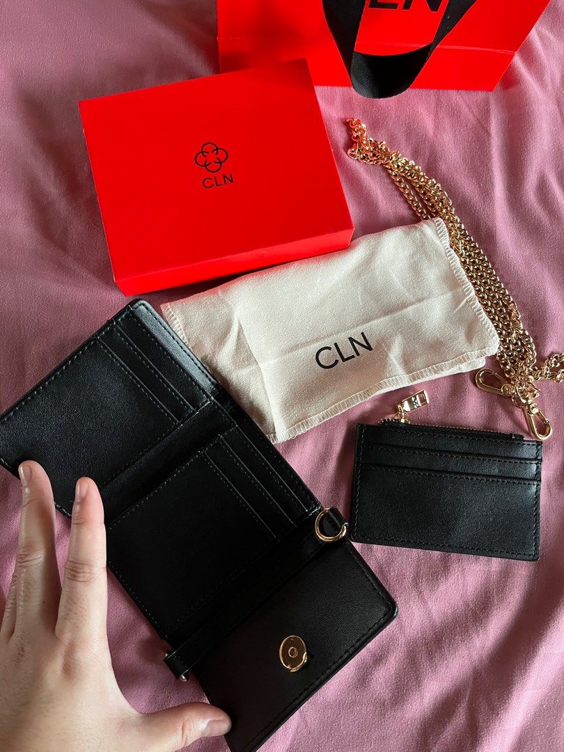 CLN wallet (Category: Luxury Bags & Wallets) located in Calape. Submitted by glorielle_orcullo23 (Listing ID 1417439873, Image 3). Description: for sale CLN Lesea wallet with detachable chain and card holder color black brand new with dust bag, box, and paper bag 900 pesos only. already sold out sa website and orange app rfs: will buy another wallet.