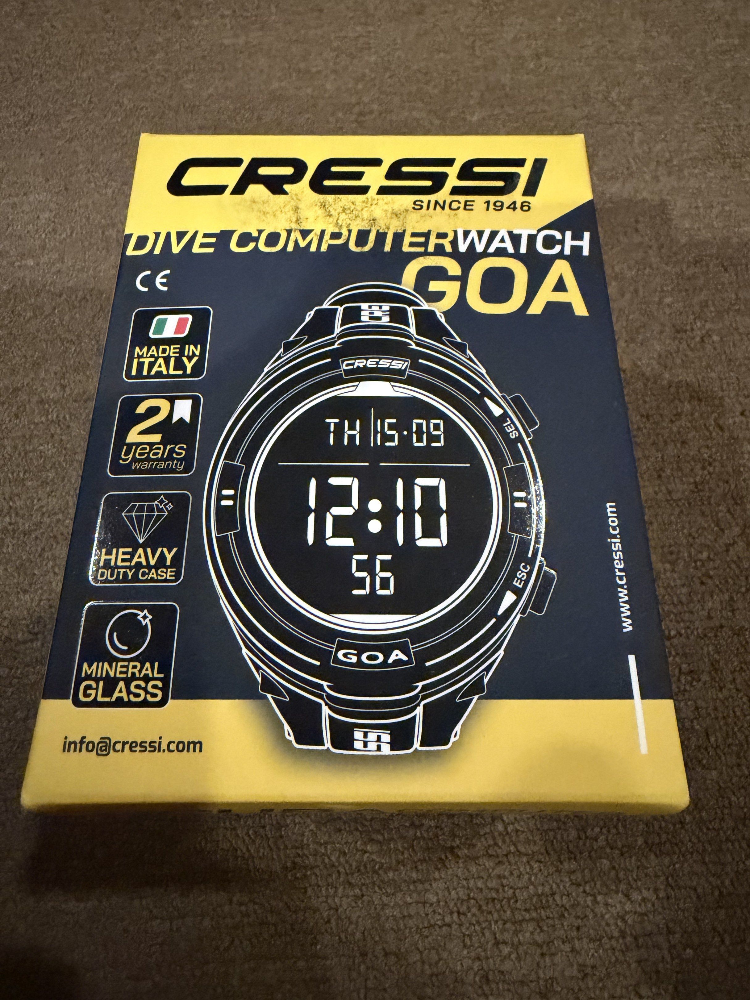 Cressi GOA Dive Computer Watch (Category: Other Sports Equipment and Supplies) located in Mandaluyong City. Submitted by jim.dc (Listing ID 1417552714, Image 1). Description: Brand new Box, manual etc..