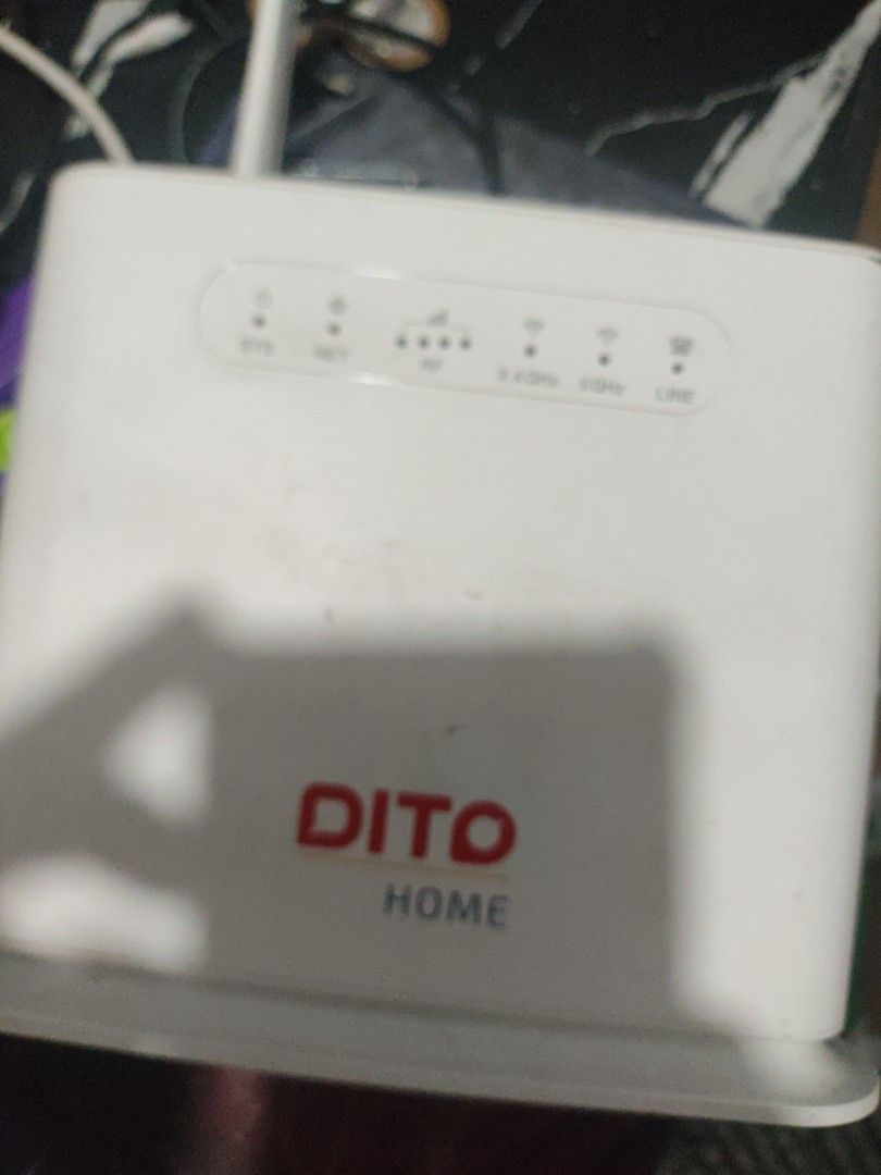 DITO Home Router (Category: Networking) located in Pasay City. Submitted by lorckan27 (Listing ID 1417437227, Image 1). Description: - DITO wa2000 openline Can be use with smart, globe etc. - Has imei changer, band lock - White router design. - issue: missing 1 antenna but doesn't affect performance - Includes adapter.