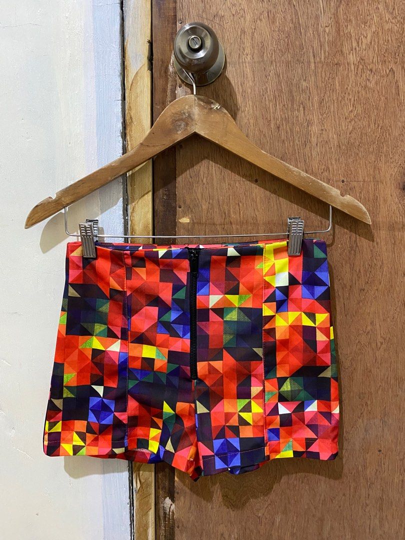 Geometric Print High-Waisted Shorts (Category: Shorts) located in Guimba. Submitted by xeeeyaaaah (Listing ID 1417498734, Image 1). Description: - Stylish high-waisted shorts - Vibrant geometric pattern - Front zipper closure - Flattering fit - Colorful design (red, orange, yellow, blue, green) - Versatile: Dress up or down.