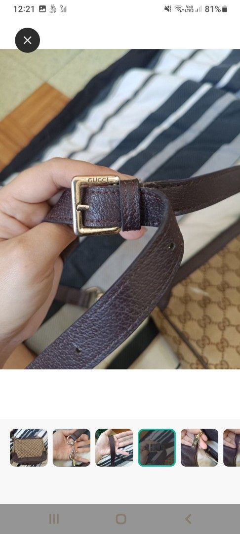 Gucci Sling Bag Large (Category: Luxury Bags & Wallets) located in Valenzuela. Submitted by muralungs101 (Listing ID 1417439342, Image 3). Description: walang code, merong etiketa sa loob Gucci sling bag - Iconic GG canvas design with leather trim - Detachable shoulder strap - Secure zip closure - Fabric-lined interior with small pocket - Elegant gold-tone hardware - Includes Gucci tag.