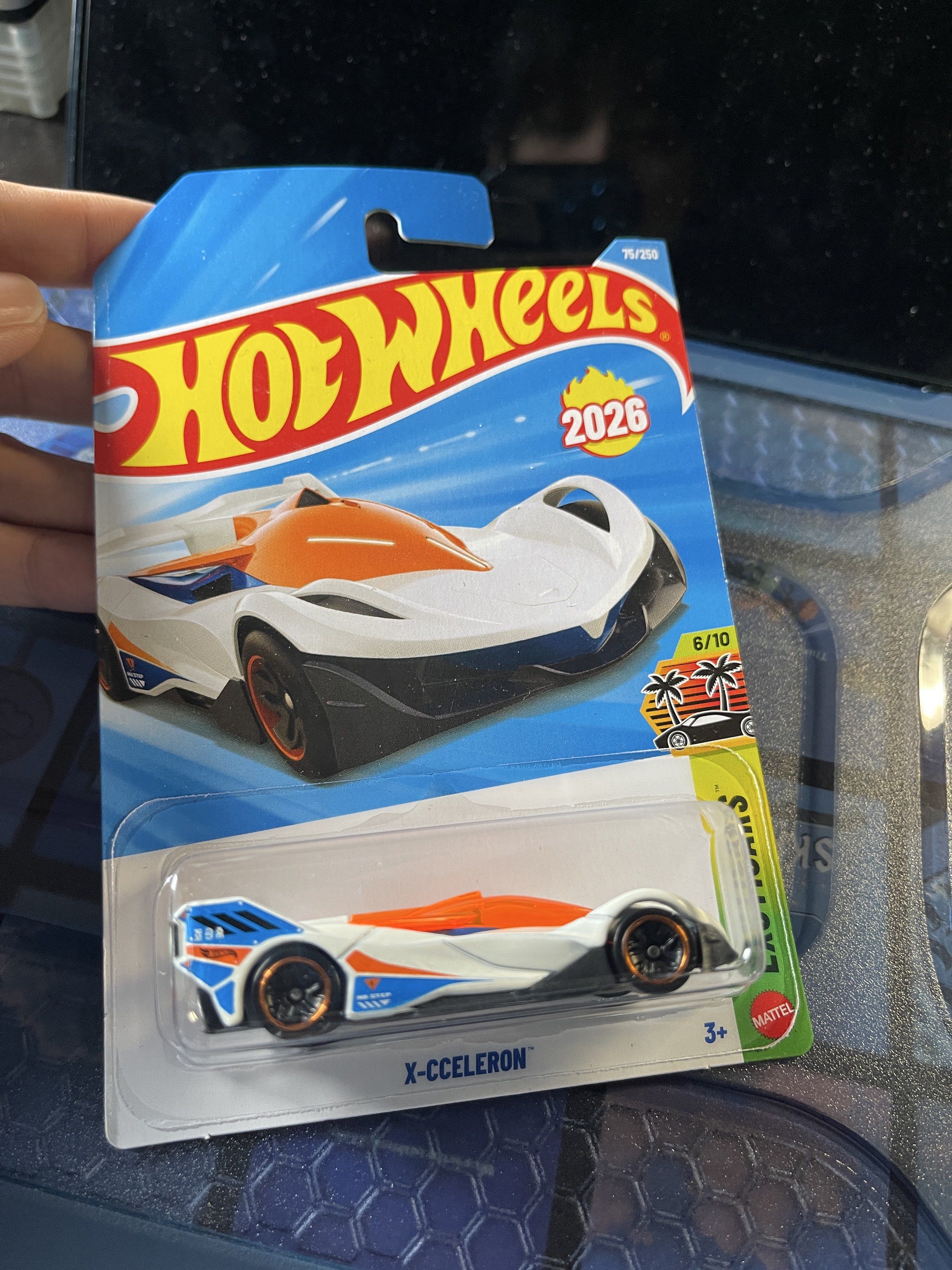 Hot Wheels X-Celeron 2026 (Category: Vehicle & Diecast Models) located in Quezon City. Submitted by ccgem (Listing ID 1417480508, Image 1). Description: Rare Hit wheels model! Hot Wheels X-Celeron diecast car. Features a white, orange, blue color scheme. Part of the Exotics series..