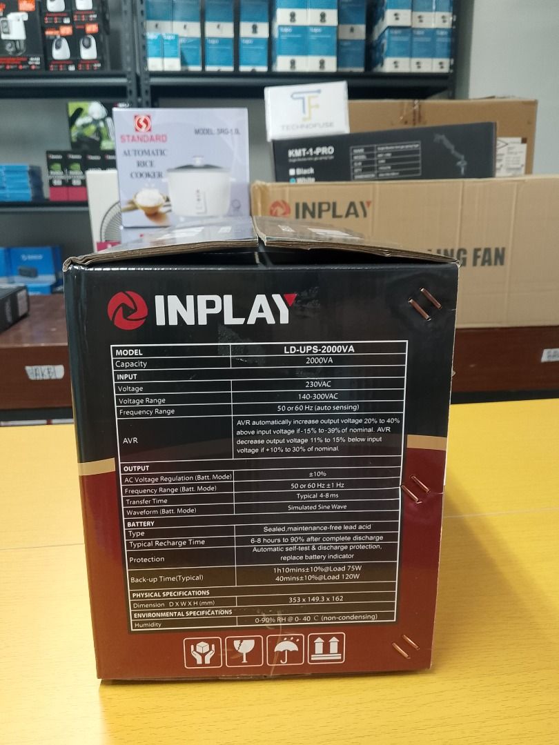 Inplay UPS 2000VA LCD Display (Category: Computer Parts) located in Pasig City. Submitted by technofuseofficial (Listing ID 1417453556, Image 3). Description: Inplay UPS 2000VA LCD Display Brand New and Original Items Store Location: 4F Unit 402, 604 Shaw Boulevard, Barangay Kapitolyo, Pasig City Same Day Delivery: - Lalamove delivery within Metro Manila - For walk-ins: Always PM first for item availability - We are also open for night time deliv