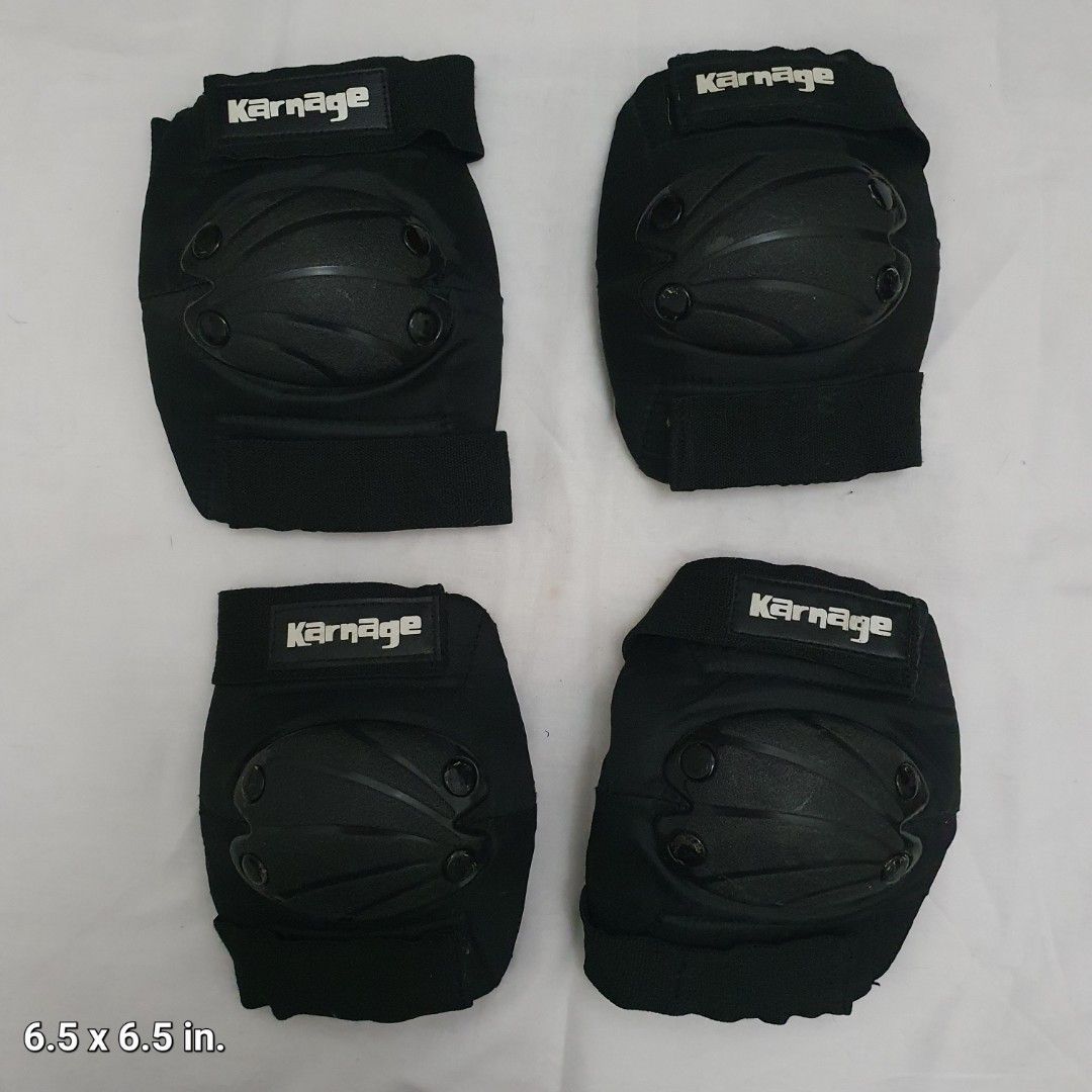 Karnage knee pads (Category: Braces, Support & Protection) located in Paranaque City. Submitted by cobien (Listing ID 1417409846, Image 1). Description: - Karnage knee pads 2 pairs - Black color - Good used condition - Designed for knee protection - Suitable for ages 8 and up - Durable design.