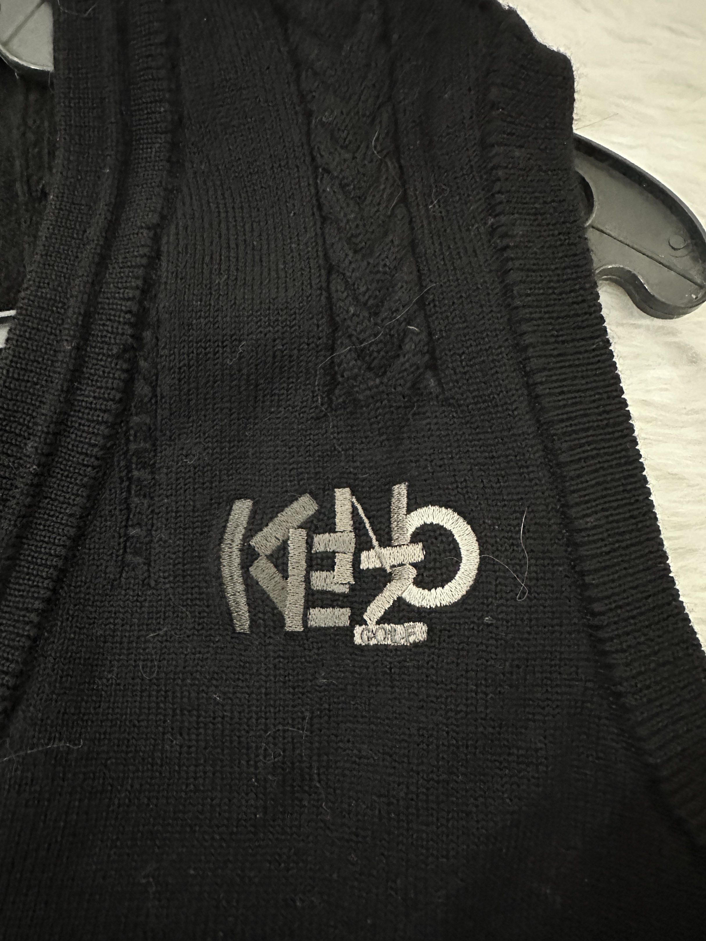 SUPERSALE!! Kenzo Golf Black Vest (Category: Vests) located in Tagaytay City. Submitted by rosiesfashionfinds (Listing ID 1417445166, Image 2). Description: - Black Kenzo Golf vest - V-neck and button closure - Kenzo Golf logo on chest - Size 1 - Made in Japan - Material: 100% wool - Care: Dry clean only.