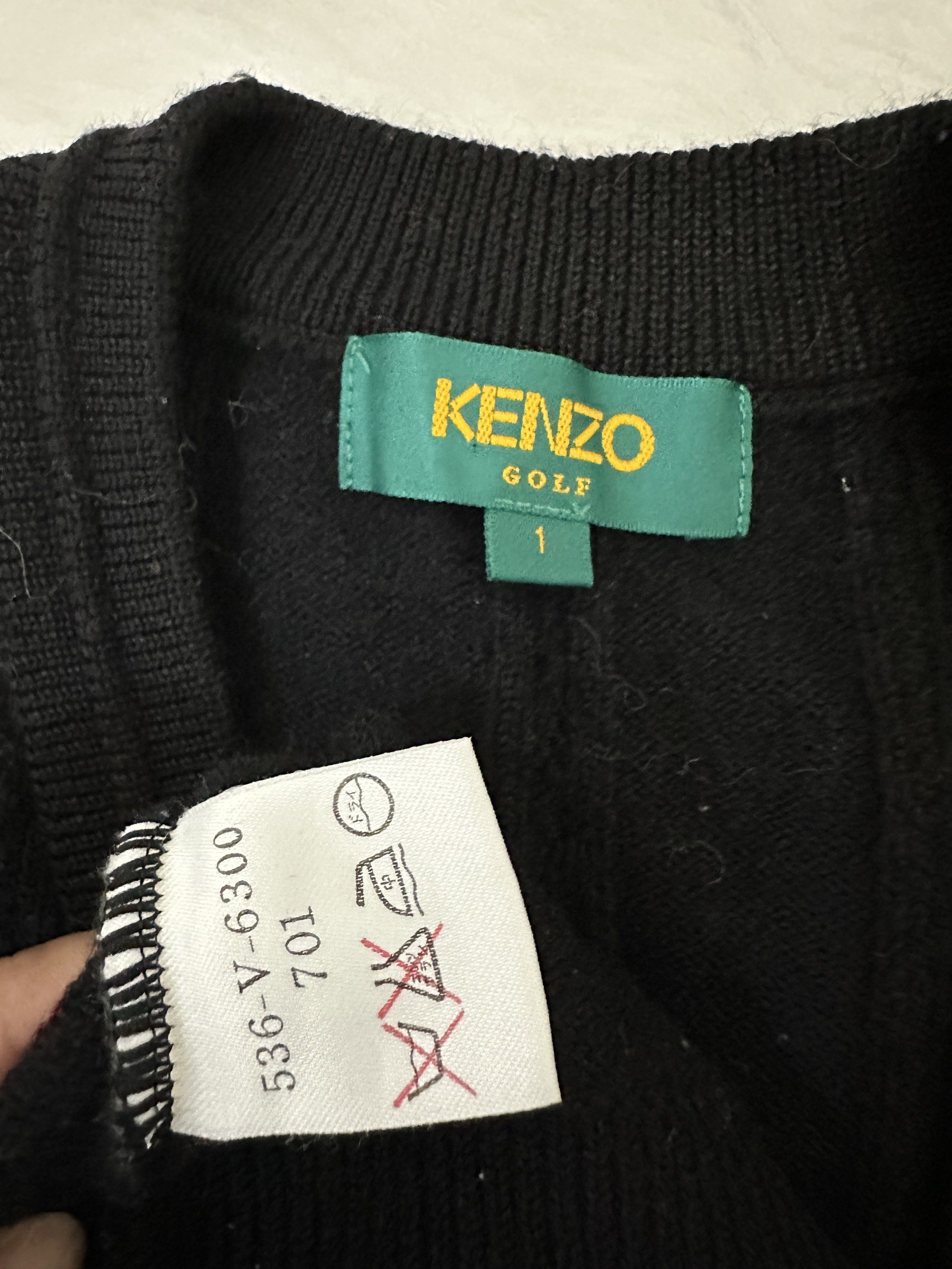 SUPERSALE!! Kenzo Golf Black Vest (Category: Vests) located in Tagaytay City. Submitted by rosiesfashionfinds (Listing ID 1417445166, Image 3). Description: - Black Kenzo Golf vest - V-neck and button closure - Kenzo Golf logo on chest - Size 1 - Made in Japan - Material: 100% wool - Care: Dry clean only.