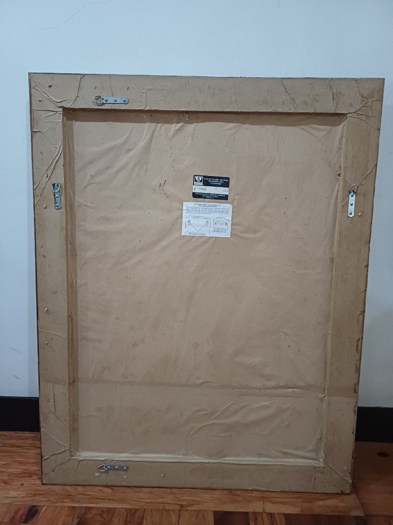 Large Ornate Framed Mirror (Category: Mirrors) located in Quezon City. Submitted by CraftsItemsCleanUpSale (Listing ID 1417571784, Image 2). Description: [Decluttering Sale] Large Ornate Framed Mirror Dimensions: 37 x 47 x 2 inches 1 unit *Price Negotiable Features: Elegant mirror with a decorative gold-colored frame. The frame features an intricate embossed design. It would be a great addition to a living room, bedroom, or hallway. The back of t