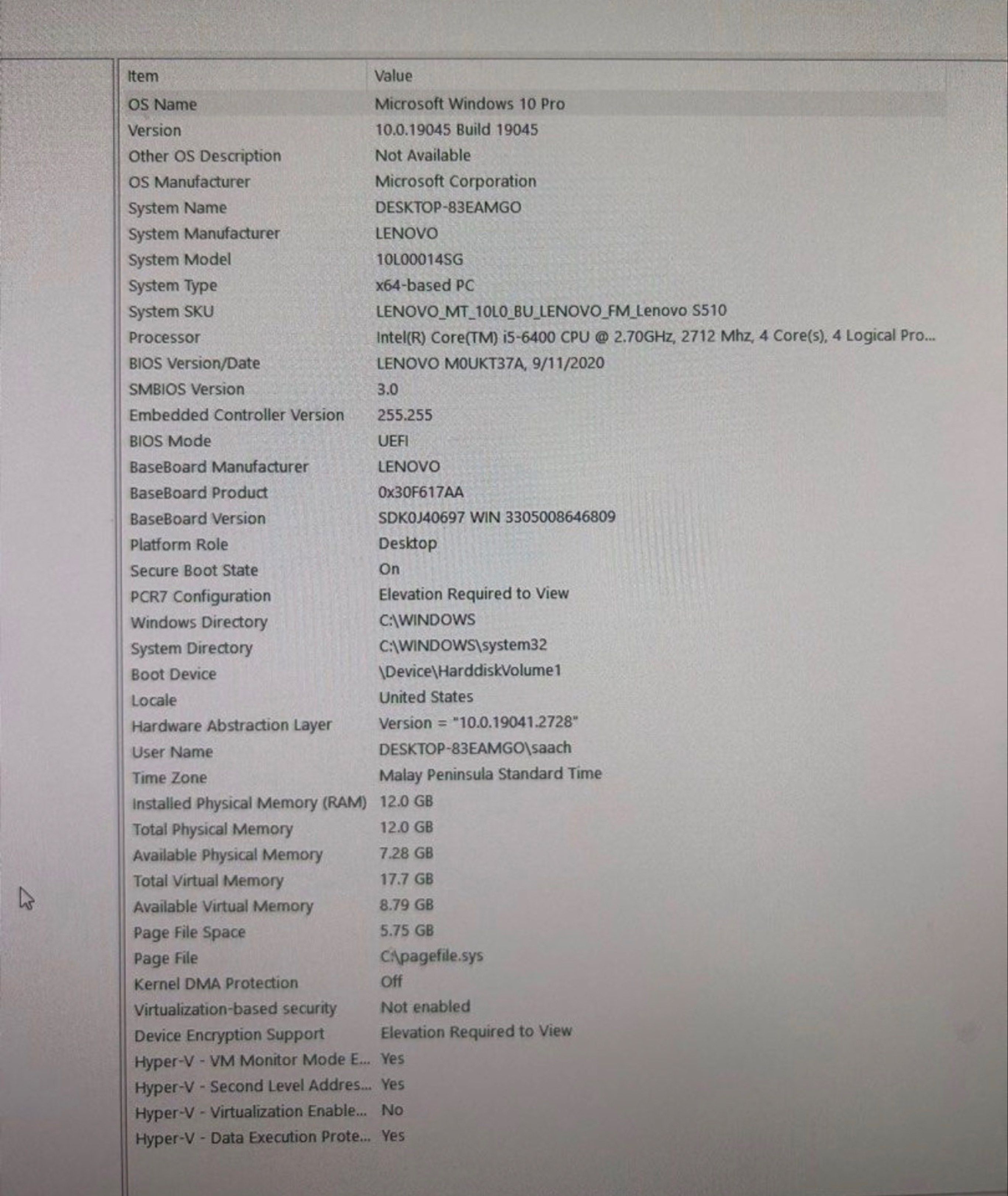 Lenovo Desktop Computer - Black65605809005825112