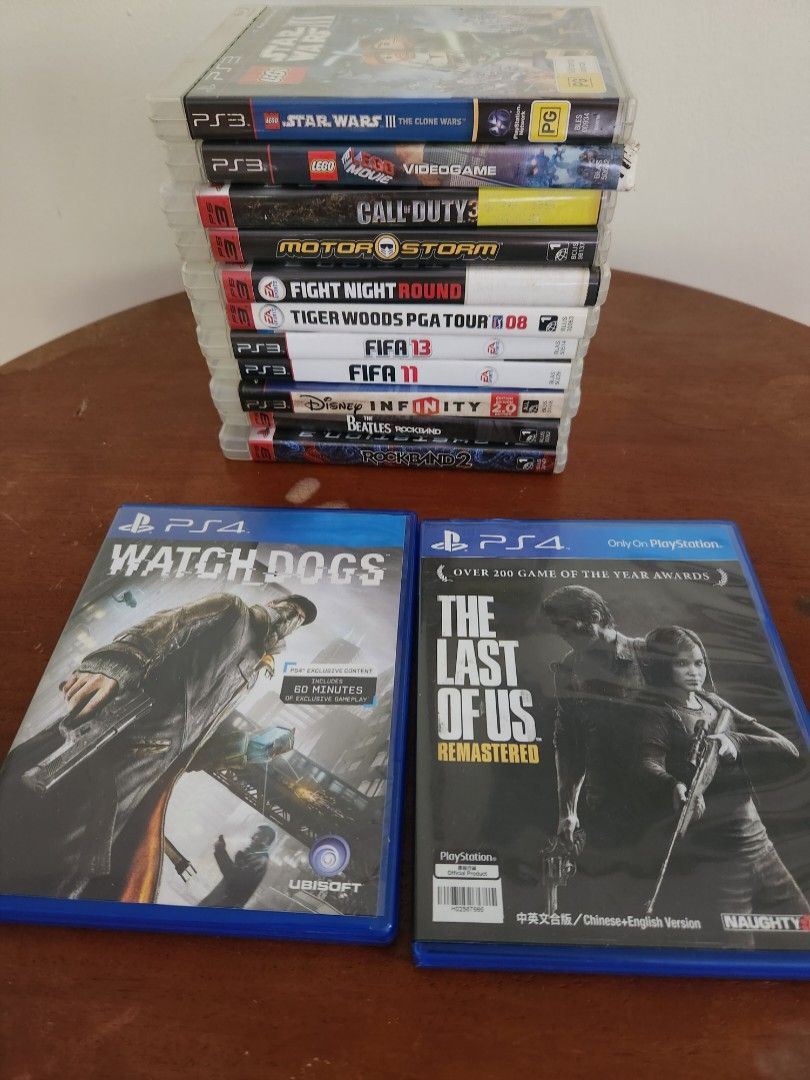 PS4 and PS3 Games for sale (Category: PlayStation) located in Makati City. Submitted by karamazob006 (Listing ID 1341631797, Image 1). Description: For sale PS4 - Last of Us - 800 -Watchdogs - 500 PS3 Games (11 games) 250 each Take all for for 3000.
