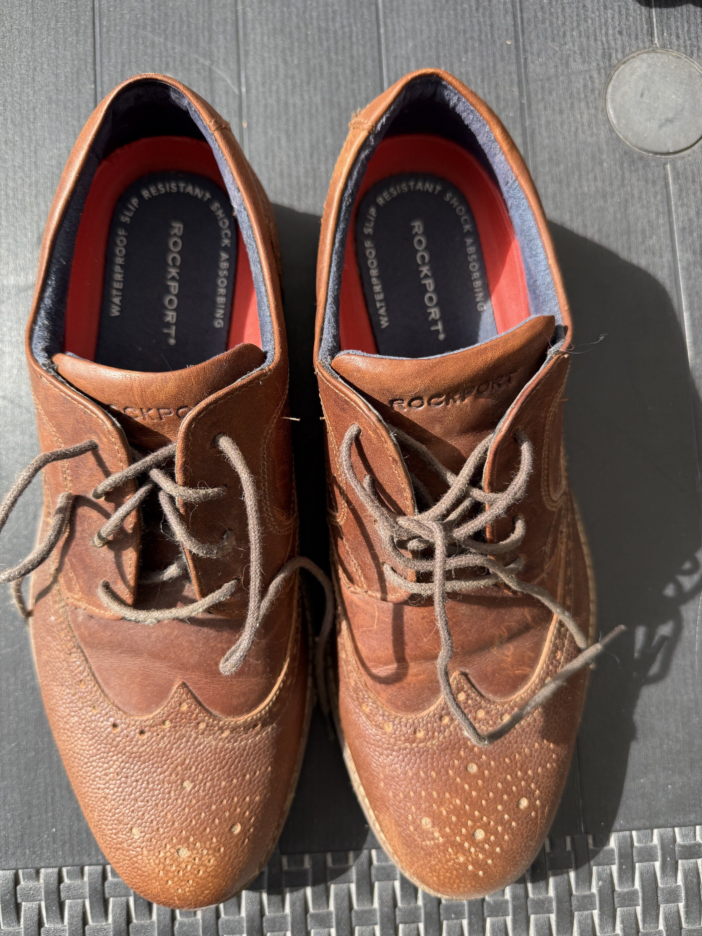 Rockport Leather Brogue Shoes (Category: Dress Shoes) located in Makati City. Submitted by technmd7 (Listing ID 1417468884, Image 2). Description: - Rockport leather brogue shoes - Classic wingtip design - Lace-up closure - Textured leather upper - Waterproof insoles - Slip-resistant insoles - Shock-absorbing insoles.