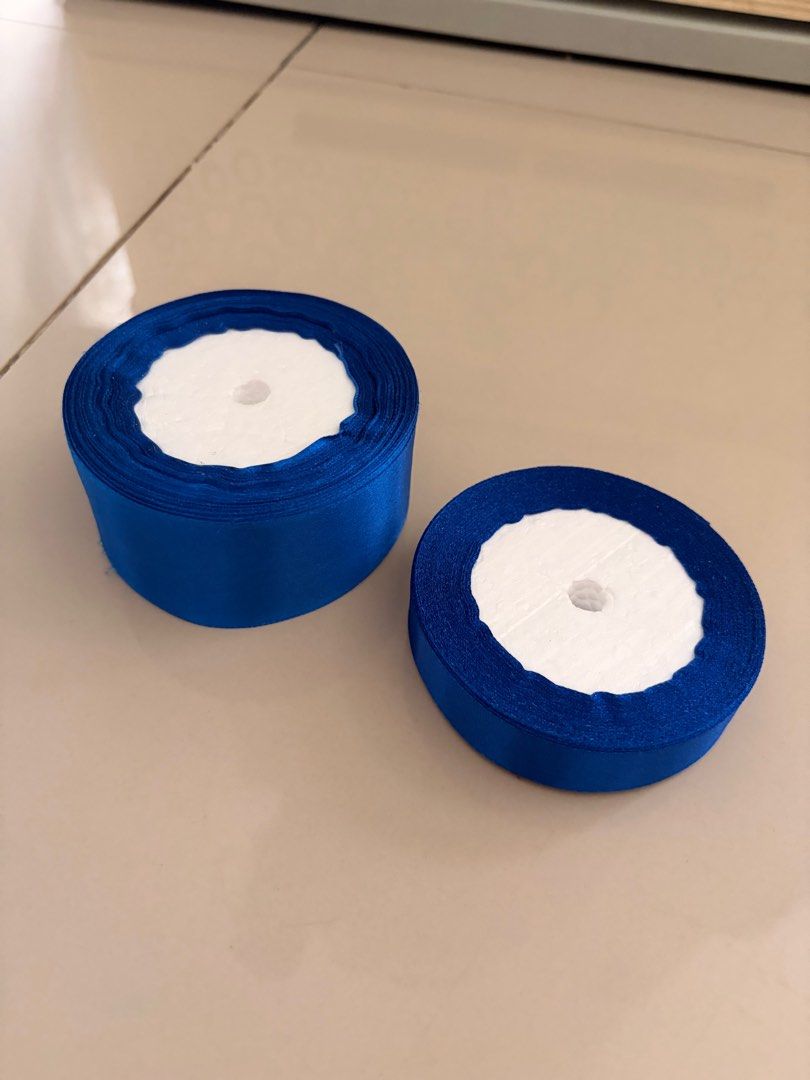 Royal blue ribbon - thick and thin (Category: Craft Supplies & Tools) located in Pasig City. Submitted by mxbutterfly (Listing ID 1417466424, Image 1). Description: 4cm and 2cm 25 yards each.